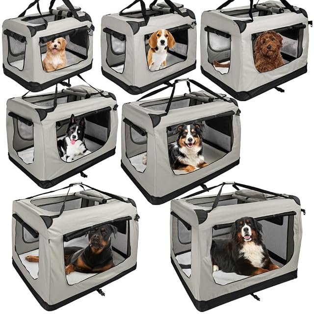 Foto 2 de 7 de Petigi Caja De Transporte Plegable Caja Perrera Perro Gato Coche 5 Colores 7 Tamaños, Color:Beis