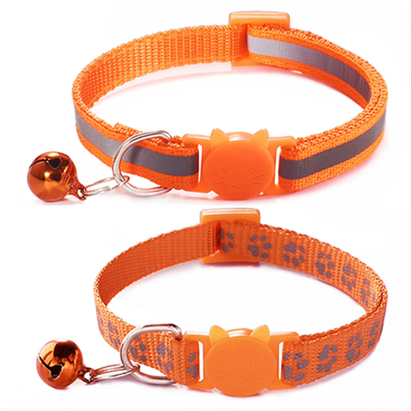 Collier orange pour chat avec clochettes réfléchissants réglables XXS XS chaton
