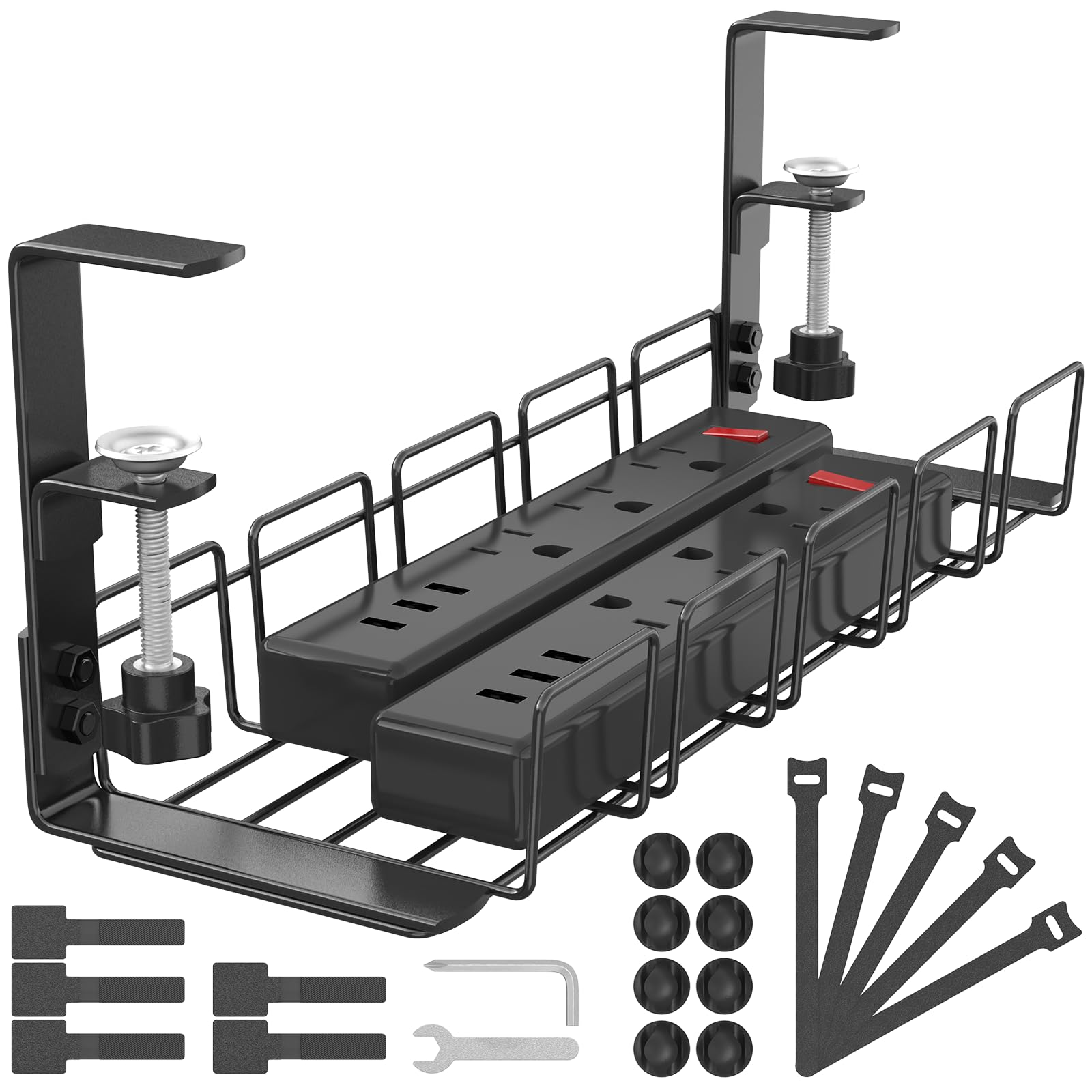 Desk Cable Organizer Tray, Cable Management Tray Under Table, Accessories for Storing and Hiding Cables, Support Strip for Computer, Office - 2
