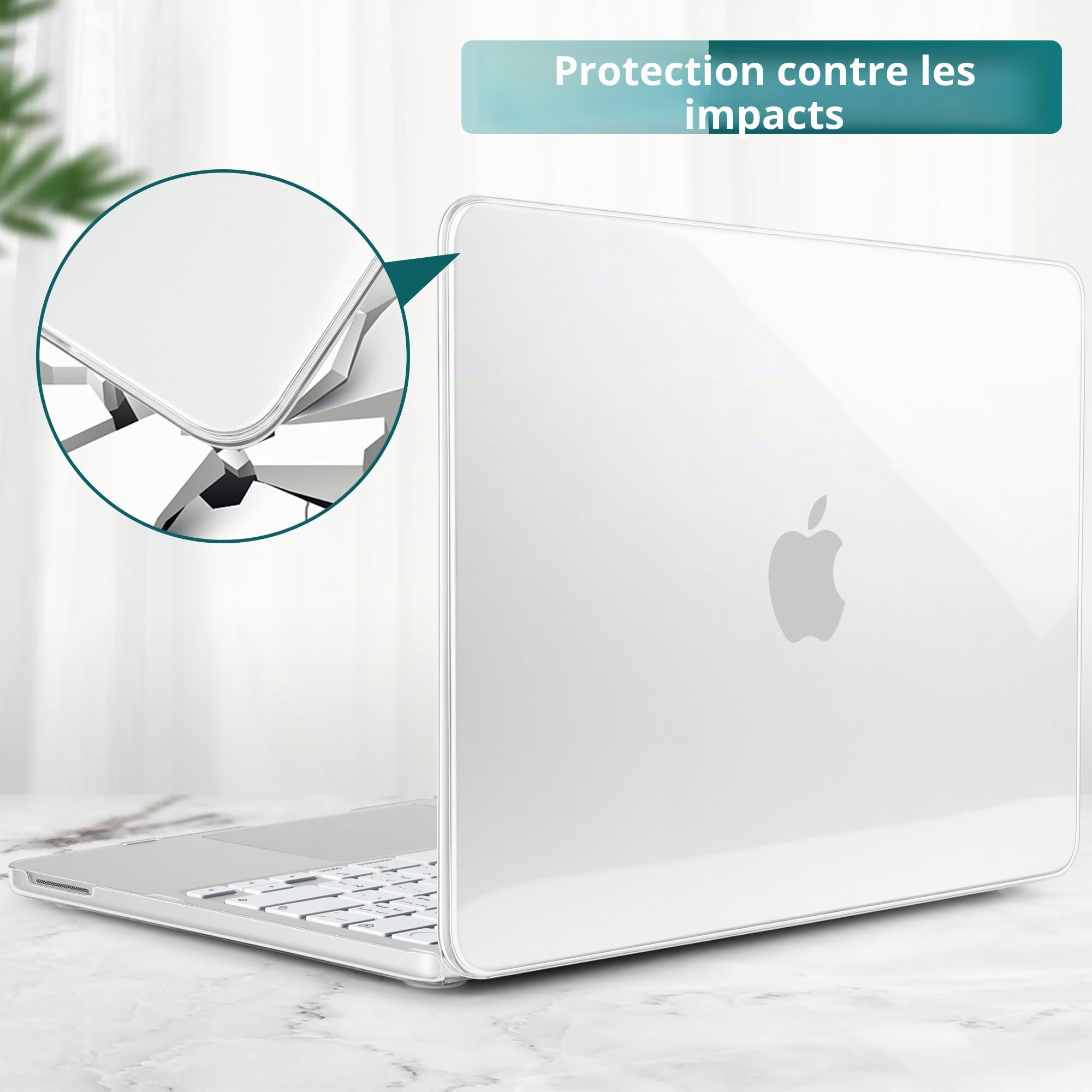 Batianda Coque transparente 4 en 1 pour MacBook Neo 13" version 2026, modèle A3404, coque rigide ultra fine haute transparence avec protection pour clavier, protecteur d'écran, adaptateur USB-C
