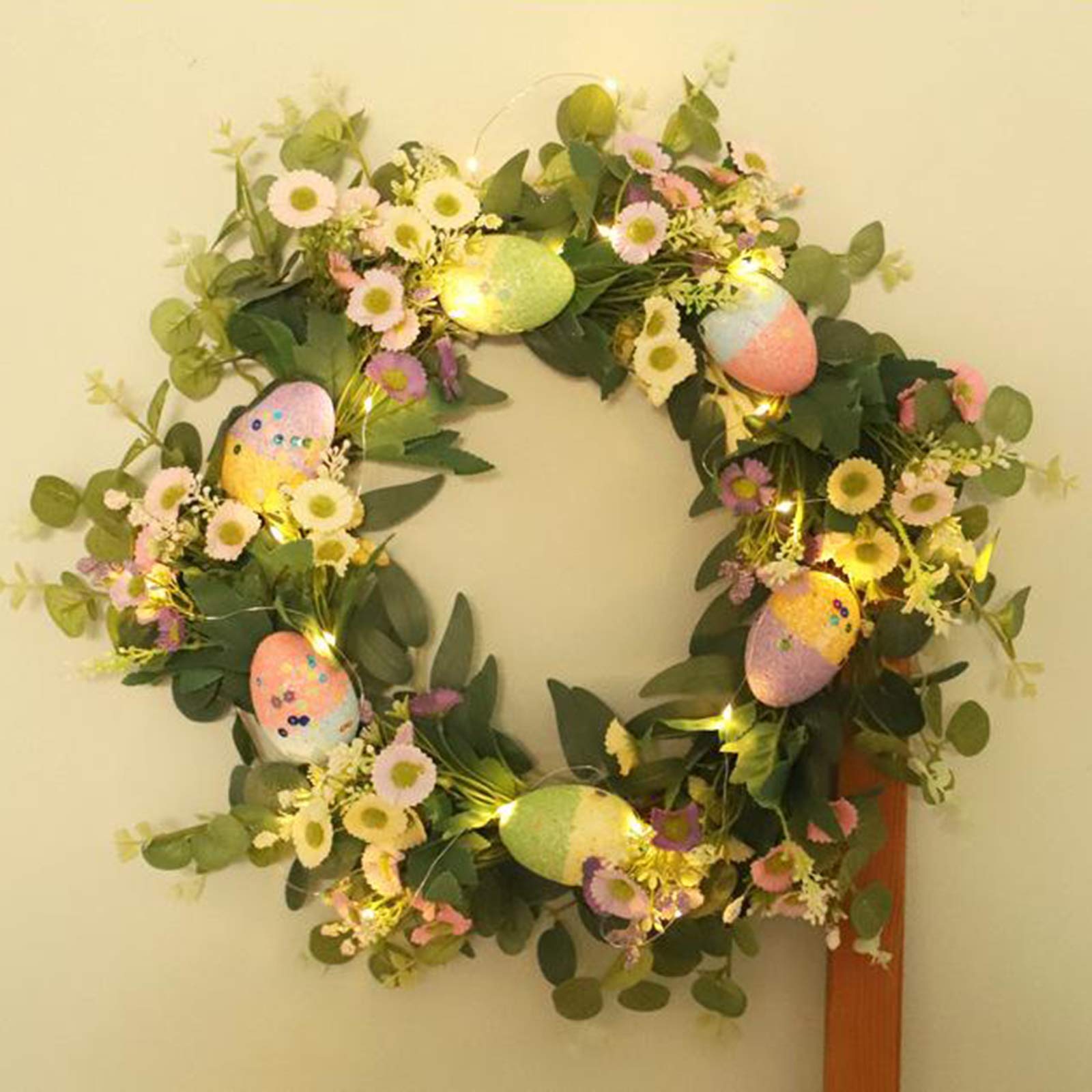 Ghirlanda Pasquale Corona Fiori Artificiale Margherita Rotonda Fatto a Mano Ghirlanda Sospesa per Porta Parete Camera da Letto Cucina