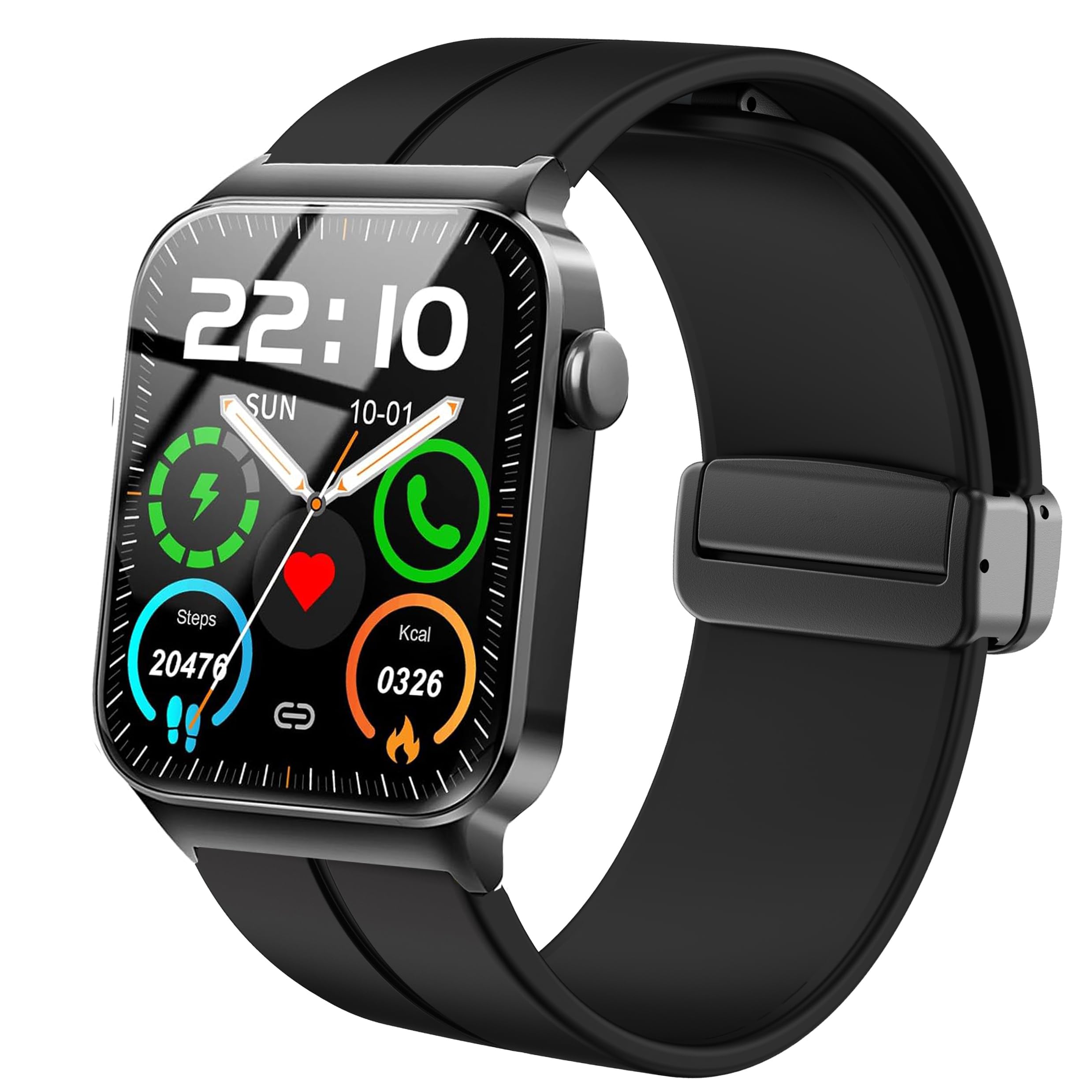 BlueshaweuStrap Compatible with Uaue T50S 1.85 Inch Smartwatch, Soft Silicone Dual Magnetic Adjustable Bracelets Compatible with Uaue / VKROBAG/Doner Tone T50s Smartwatch