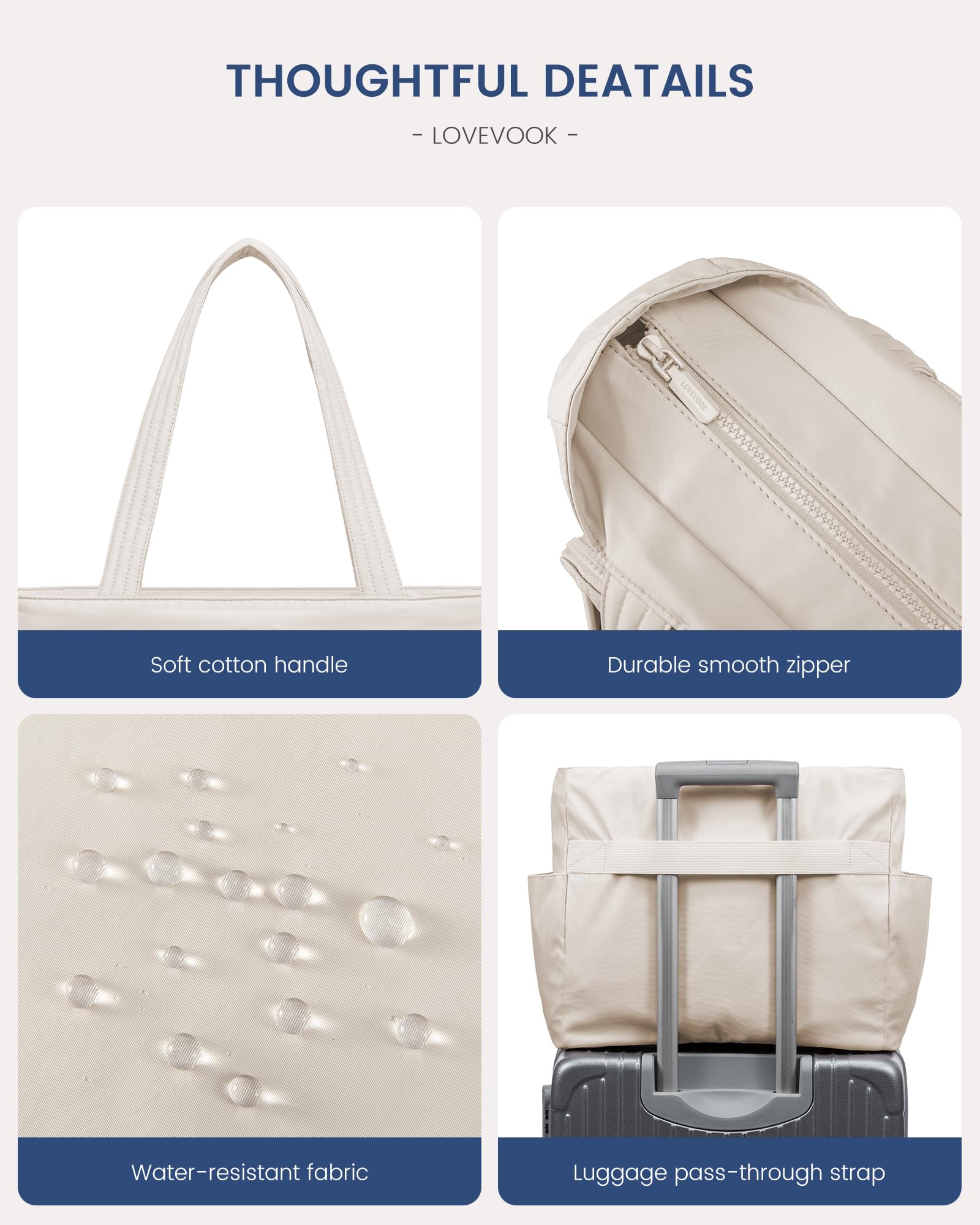 LOVEVOOK Tote Bag for Women,Light Puffer Tote Bag with Multi-pockets,Stylish Carry on Laptop Bags for Daily,Travel,Work,Gym