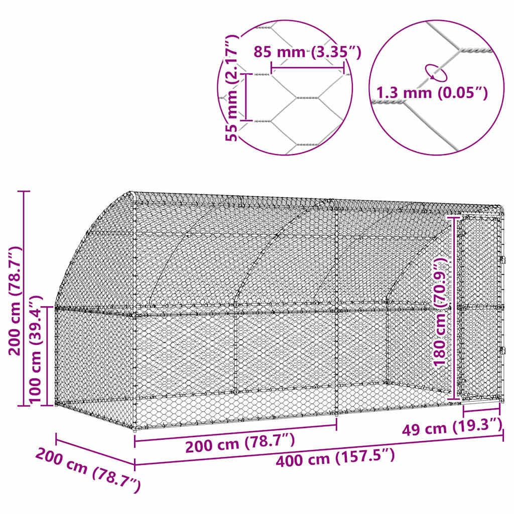 Juego de 2 perreras de acero galvanizado, 4 x 2 x 2 m, resistente a la intemperie, protección y seguridad para cachorros y mascotas en el jardín, con sistema de cerrojo con cerradura y techo