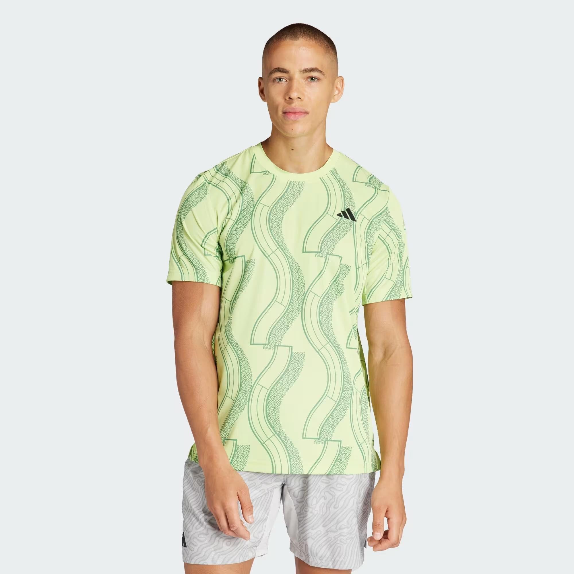 adidas Men's Club Tennis Graphic Tee, Pulse Lime/preloved Green, M