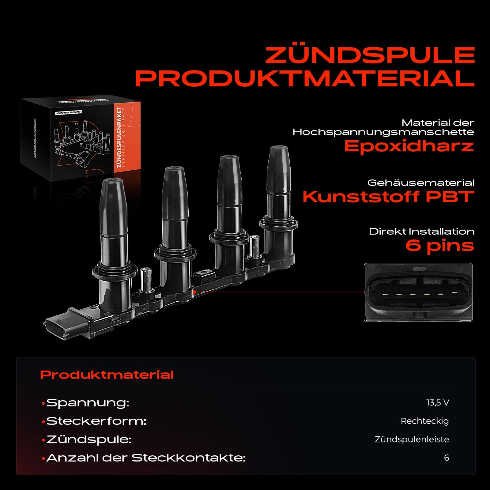Frankberg Zündspule Zündmodul Kompatibel mit Astra G 1.6L 2000-2009 Astra H 1.6L 1.8L 2004-2014 Corsa D 1.6L 2006-2014 159 Croma Stilo Insignia A Meriva Vectra Zafira Replace# 1208021