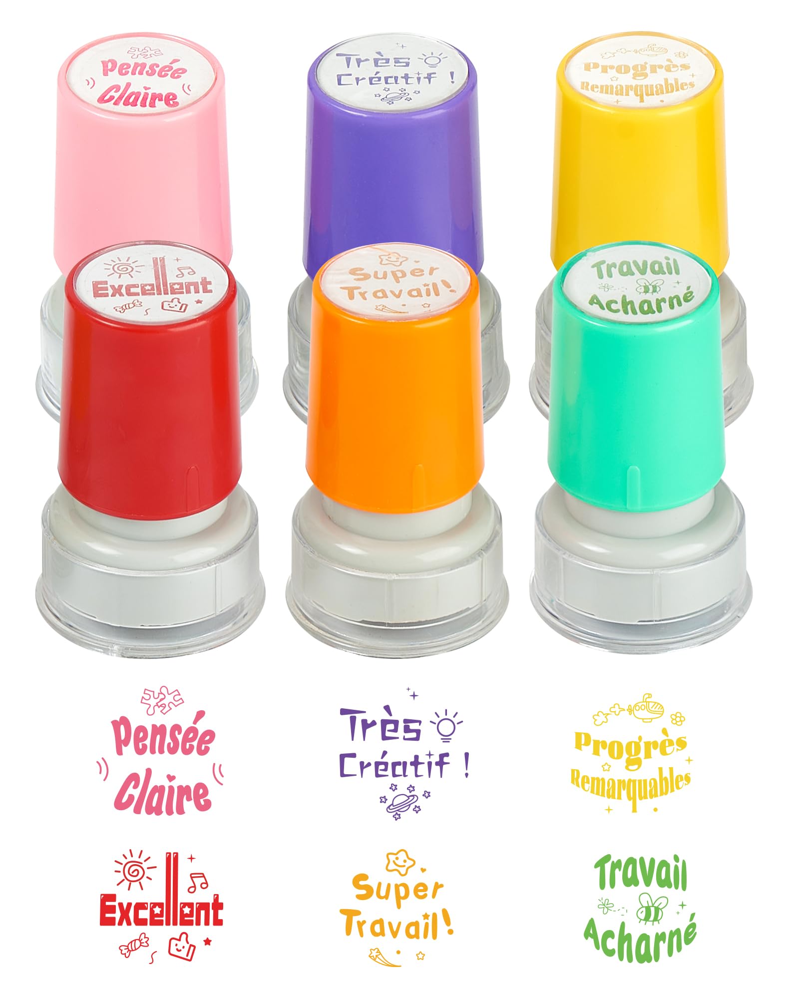 KBIBCK Lot De 8 Tampon Encreur Enseignant Français, Tampon