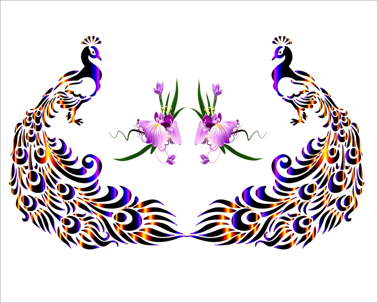 Peacock Cuple with Beautiful Flower | Self Adhesive | Just Peel & Stick | PVC Vinyl | Wall Sticker | 75cm x 45cm (B07P3NJGGC) Amazon Price History, Amazon Price Tracker