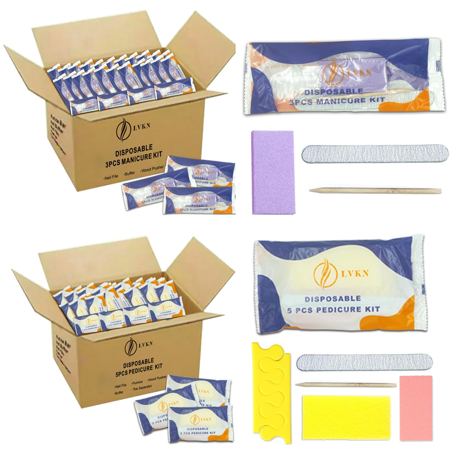 Happitify Professional Disposable Pedicure & Manicure Set Complete Hygiene and Nail Care Solution Includes Disposable Manicure Kit 3-in-1 (10 Counts)