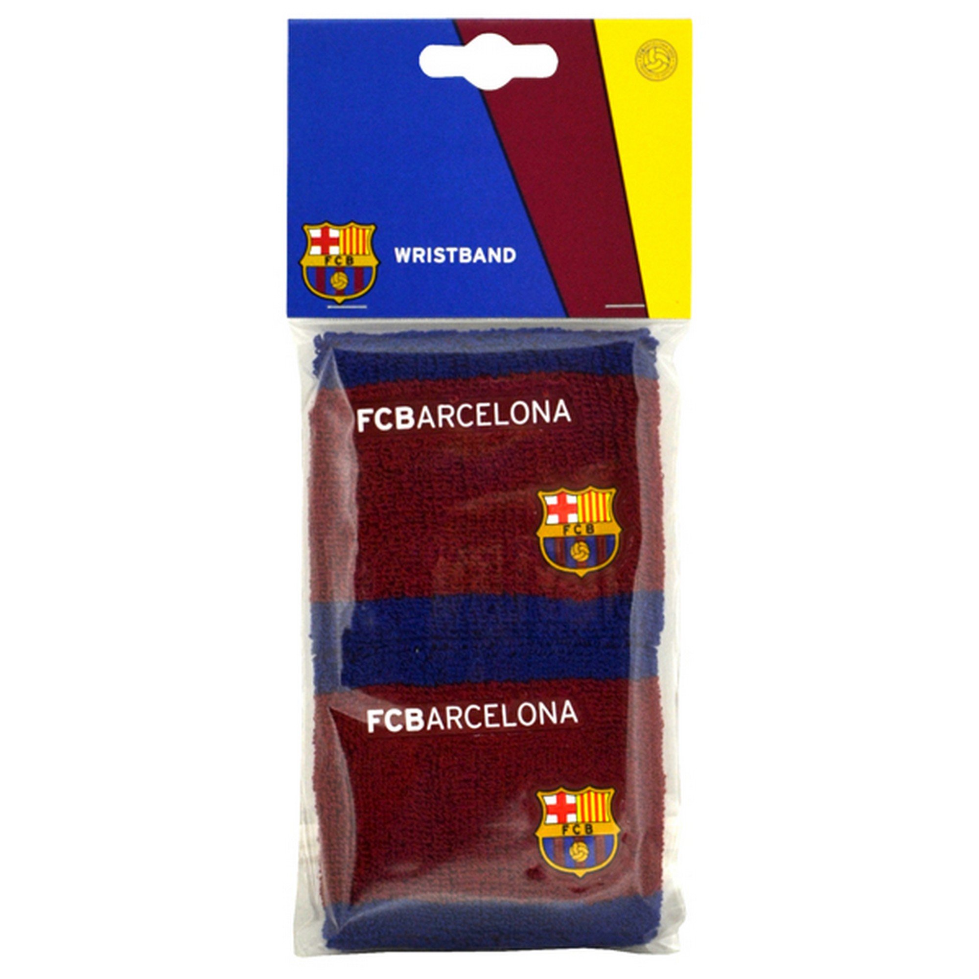 FC Barcelona Official Football Crest Sport Wristbands (Pack Of 2) (One Size) (Burgundy/Blue)