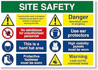 Site Safety Sign - 1 x A1 Safety Signs - A1 Extra Large 841mm x 594mm - Site Safety Sign - Warning Sign - 8mm Correx - Outdoor or Indoor Use - Building Site Safety - Punkcards