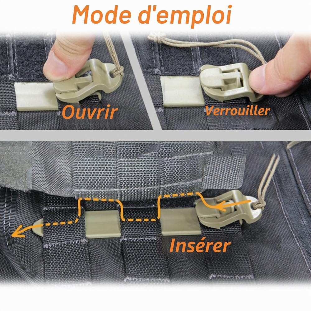 ACEXIER Bâton Tactique Molle à libération Rapide Pals Sangle Attache Clip Sangle acétal polymère 14,6 cm Accessoires de Chasse, Bronzé-4 pièces, Taille Unique