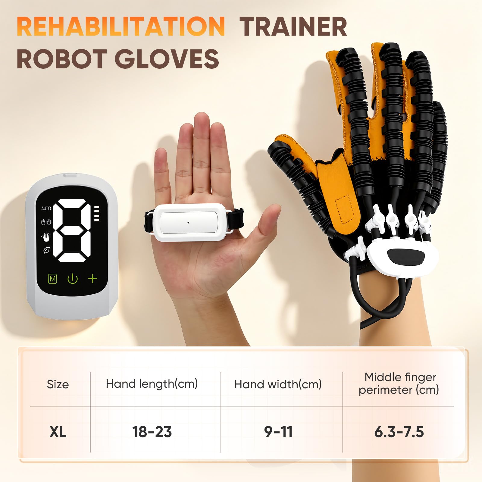 Rehabilitation Roboter Handschuhe,4 Modi & 9 Stärkestufen,Rechte Hand,XL | Usb-Aufladbar,Handrehabilitations-Roboterhandschuhe für Patienten mit Handfunktionsstörungen