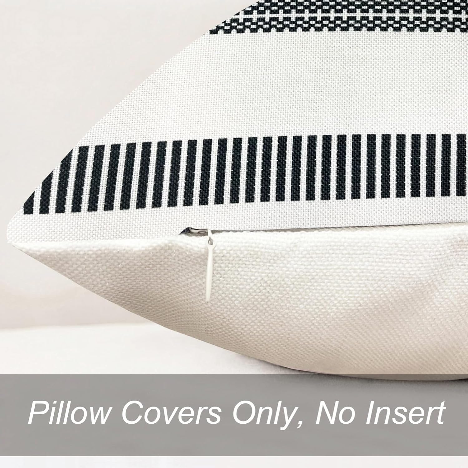 Decorative Throw Pillow Covers Set of 2 Black Boho Striped Pillow Covers 22x22 Inch Throw Pillow Cover Linen Pillowcase Farmhouse Outdoor Pillow Covers for Couch Sofa Bed Living Room
