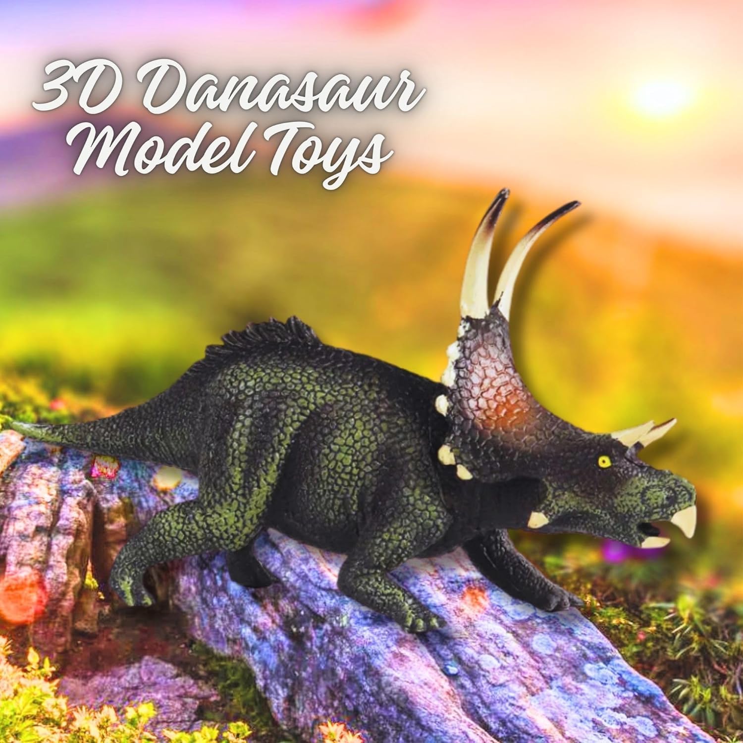 Elecart Dinosaurs Realistic Triceratops Dinosaur Figure Dino Toy, Highly Durable for Education and Fun β Dinosaur Toys, Gifts for Ages 4+ (Diabloceratops) 3