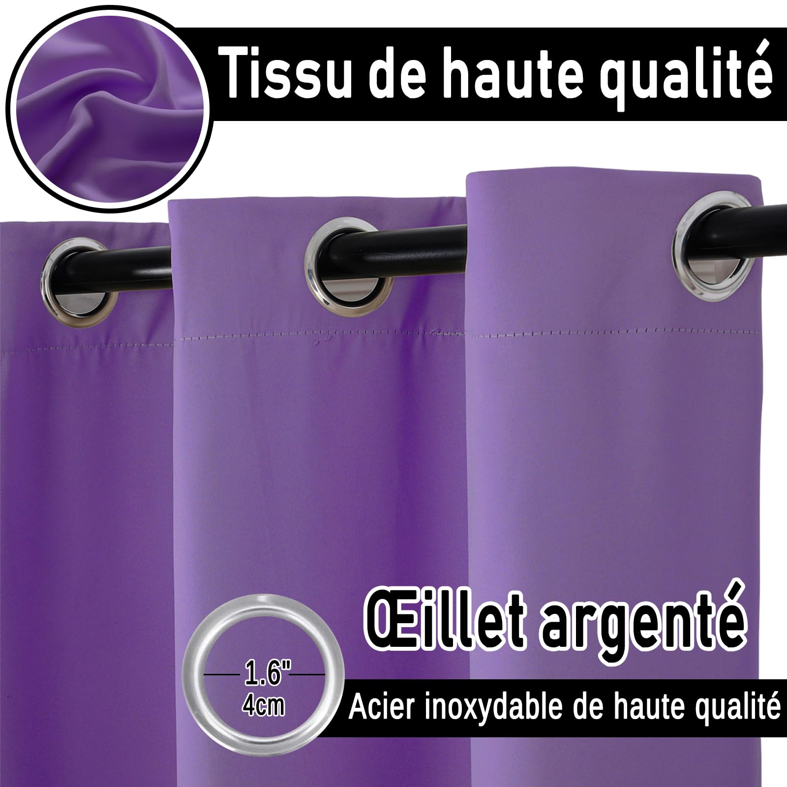 Bloc thermique imperméable pour extérieur – 1 pièce à œillets pour l'intimité de la terrasse – 132 x 275 cm – Parfait pour protéger du soleil et de la terrasse