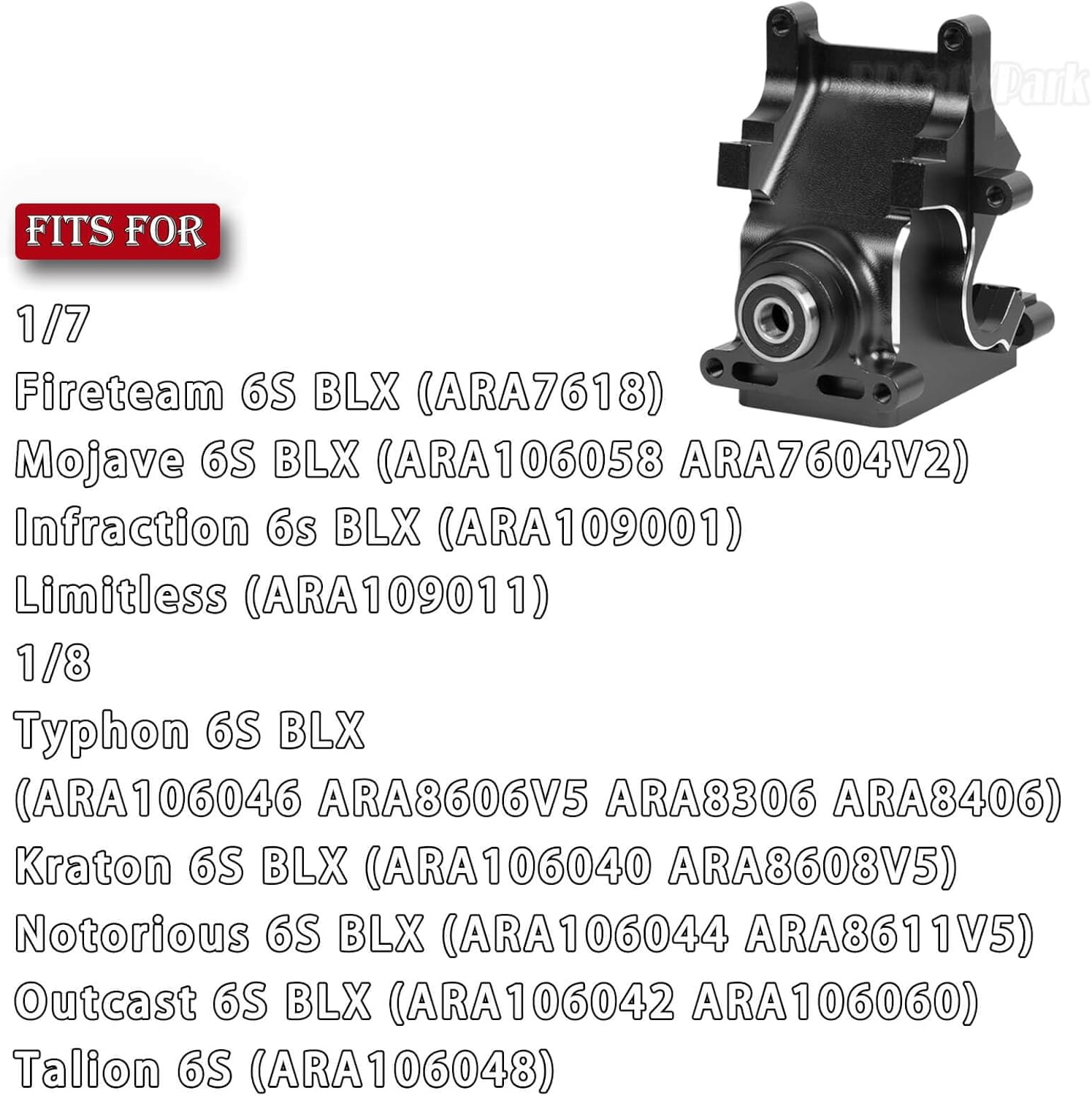 Aluminum RC Gearbox & 43T Differential w/13T Main Gear Upgrades Part for 1/7 Fireteam/Infraction/Mojave 6s BLX Limitless,1/8 Kraton/Notorious/Outcast/Typhon/Talion 6s BLX,Black - Image 3