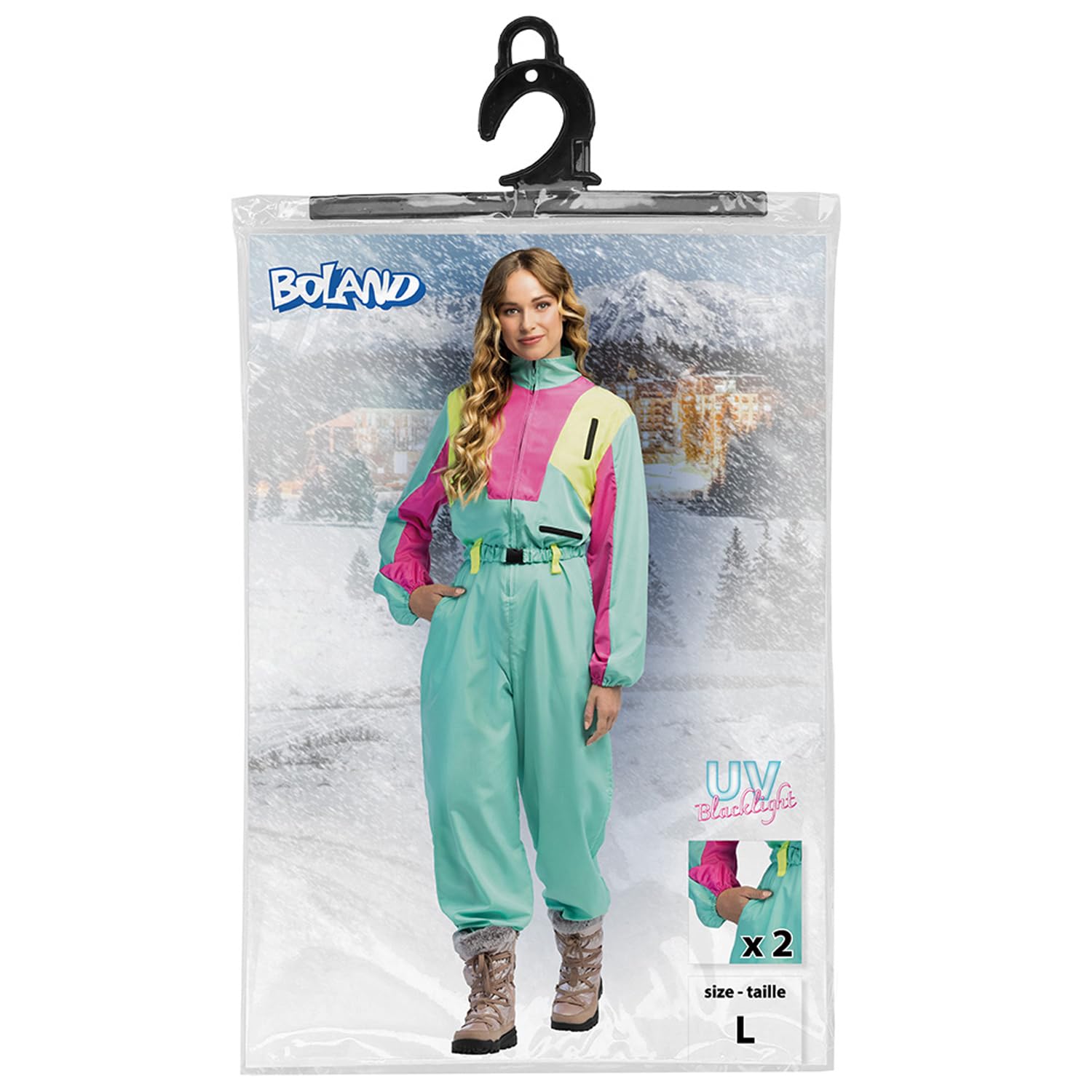 Boland – Combinaison de ski rétro, brille sous la lumière noire, costume des années 80 pour femmes, tenue pour après-ski, costume pour carnaval
