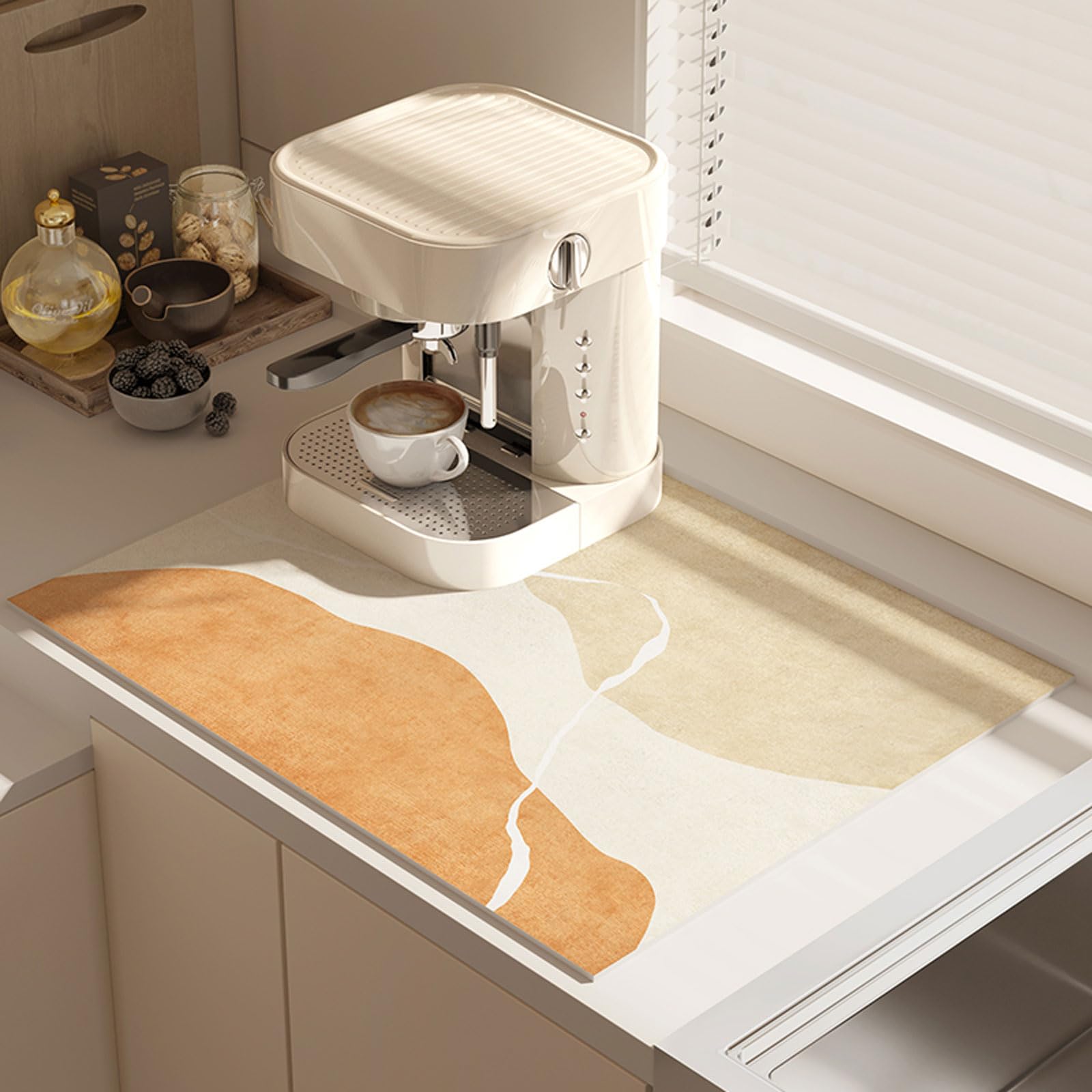 Wansiman Coffee Bar Mat,Coffee Mat,Coffee Machine Mat,Quick Dry,Non-Slip,Anti Spill,Washable,For Cutlery Bowls Plates Glass Dishes Home Kitchen Accessories