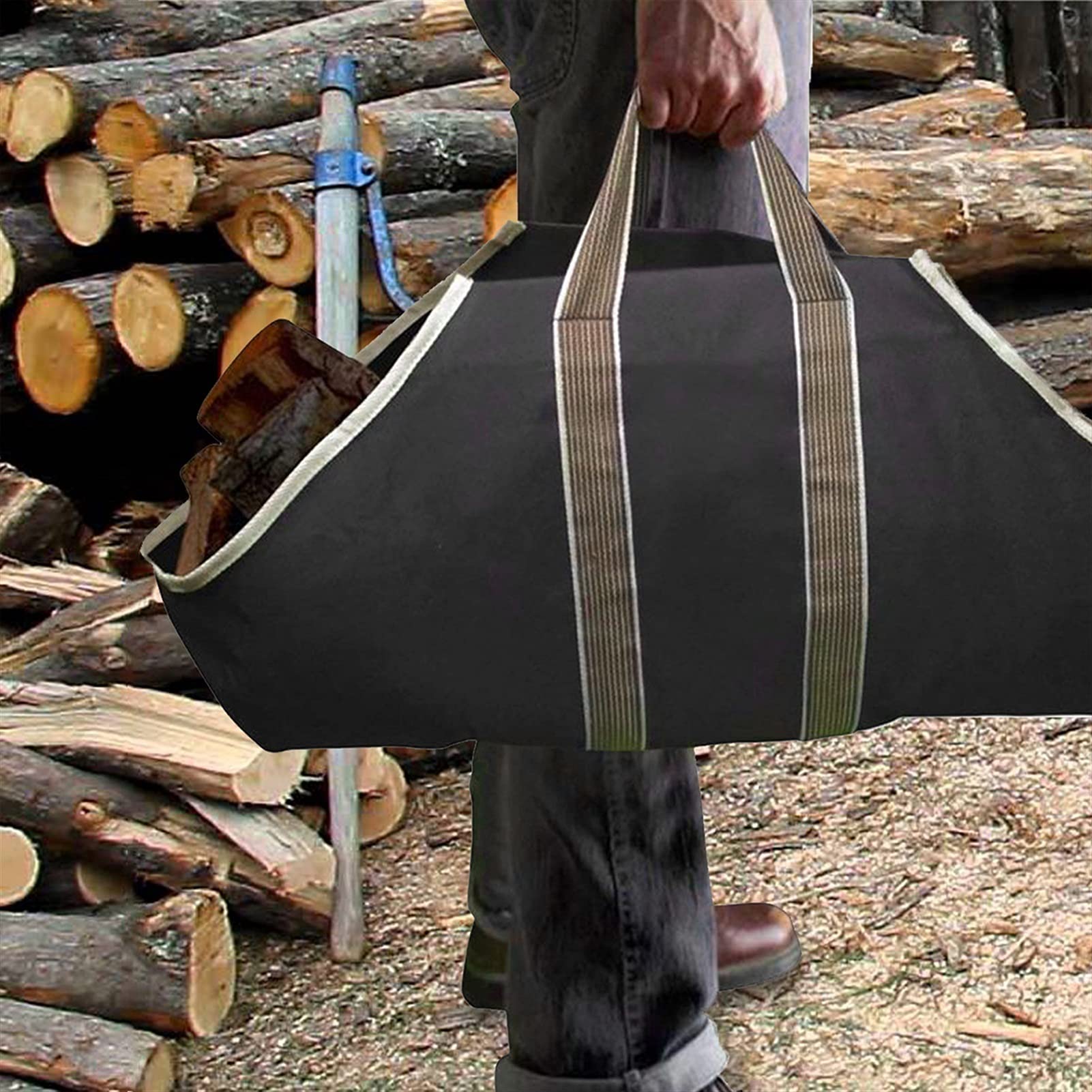 Outdoor Hearth Canvas Firewood Storage Bag - Log Tote Carrier na ognisko i kemping, trwały stojak do przechowywania