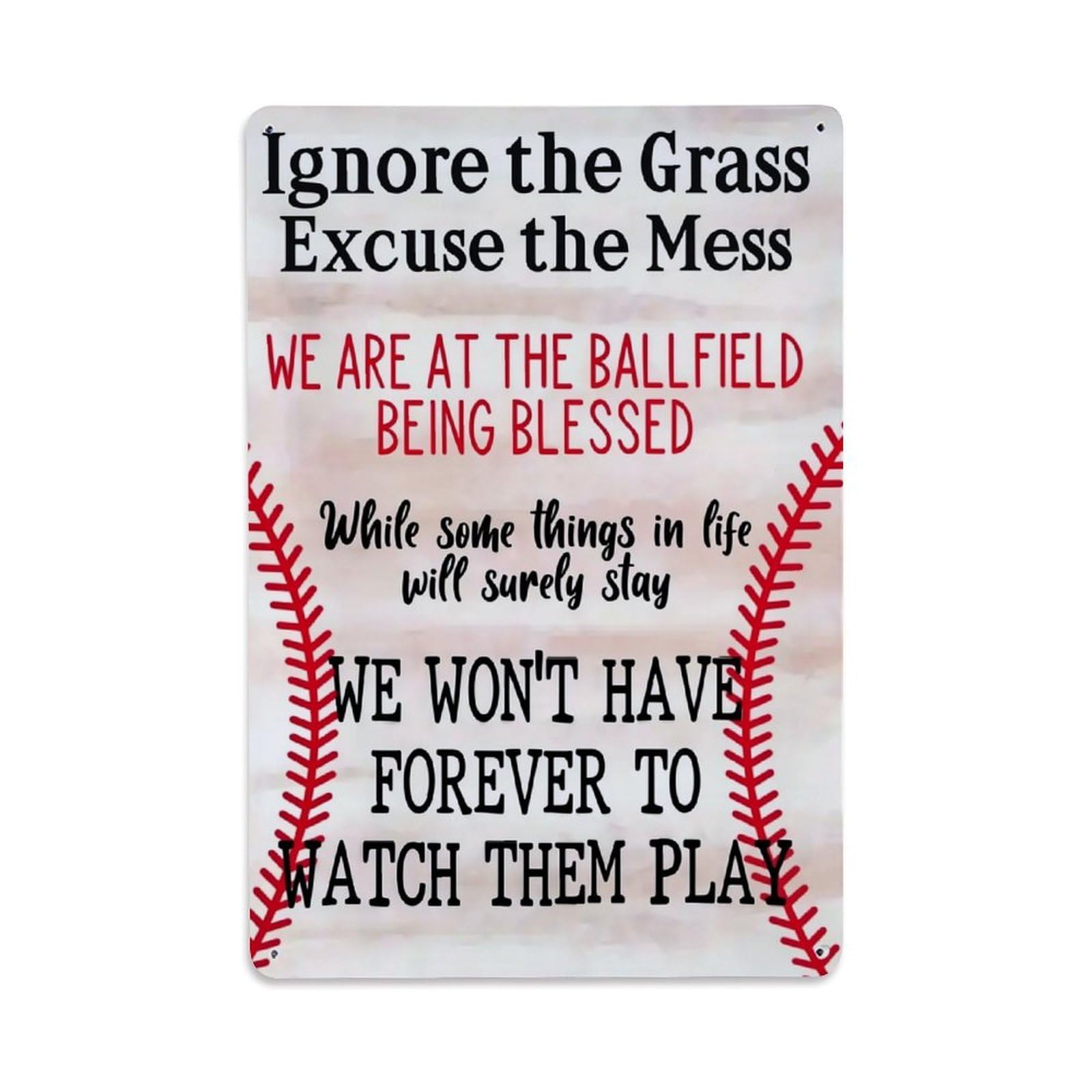 Baseball Stitch Pattern Background Retro Metal Tin Sign, Vintage Decor Art Poster for Bar, Home, Man Cave, Kitchen, Laundry Room Gift 8x12Inch