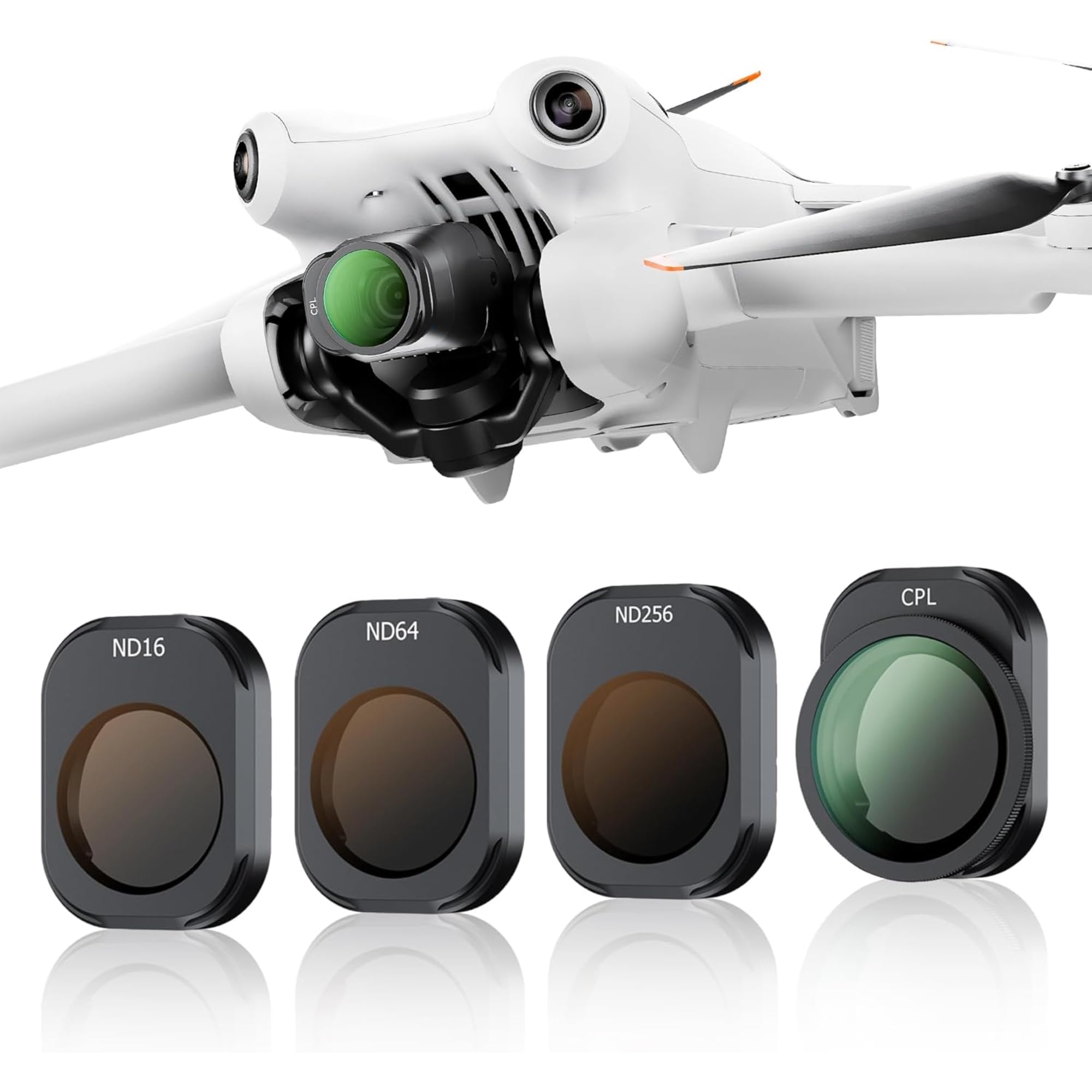 JJC Kit de filtros ND y CPL compatible con DJI Mini 4 Pro, paquete de 4 CPL ND16 ND64 ND256 filtros polarizadores de densidad neutra con toallita, compatible con DJI Mini 4 Pro Drone accesorio de