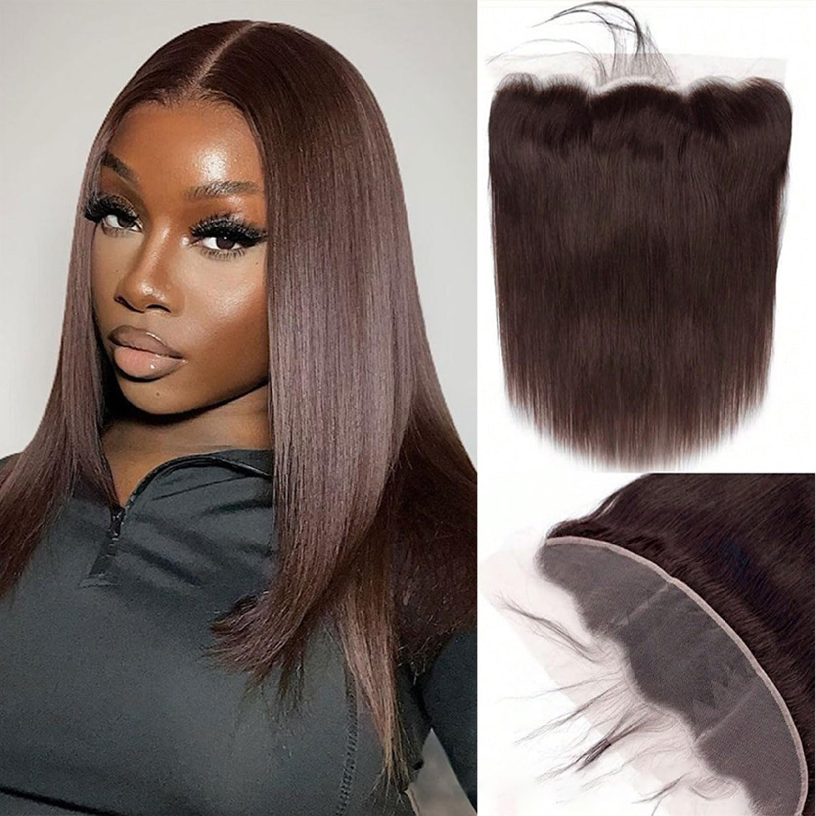 Chocolade Brown Diritto 13X4 Chiusura in Pizzo HD Frontal Part,8inch