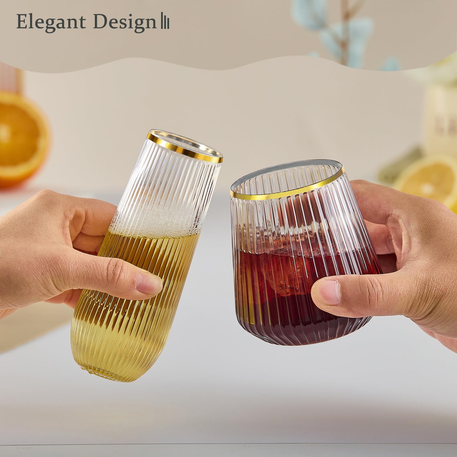 56 Pack Plastic Wine Glasses Champagne Flutes, 32 Pcs 9 OZ & 24 Pcs 14 OZ — Amazon image 8