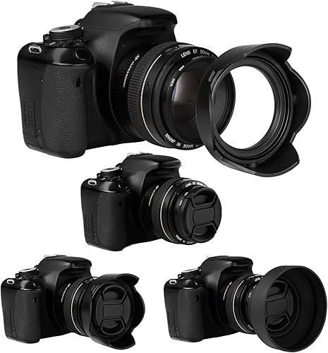 Miniatura 2 de Juego de parasol de lente de 1.929 in compatible con Canon EF 1.969 in f1.8 STM, sustituye a la campana Canon ES-68, parasol de goma plegable +