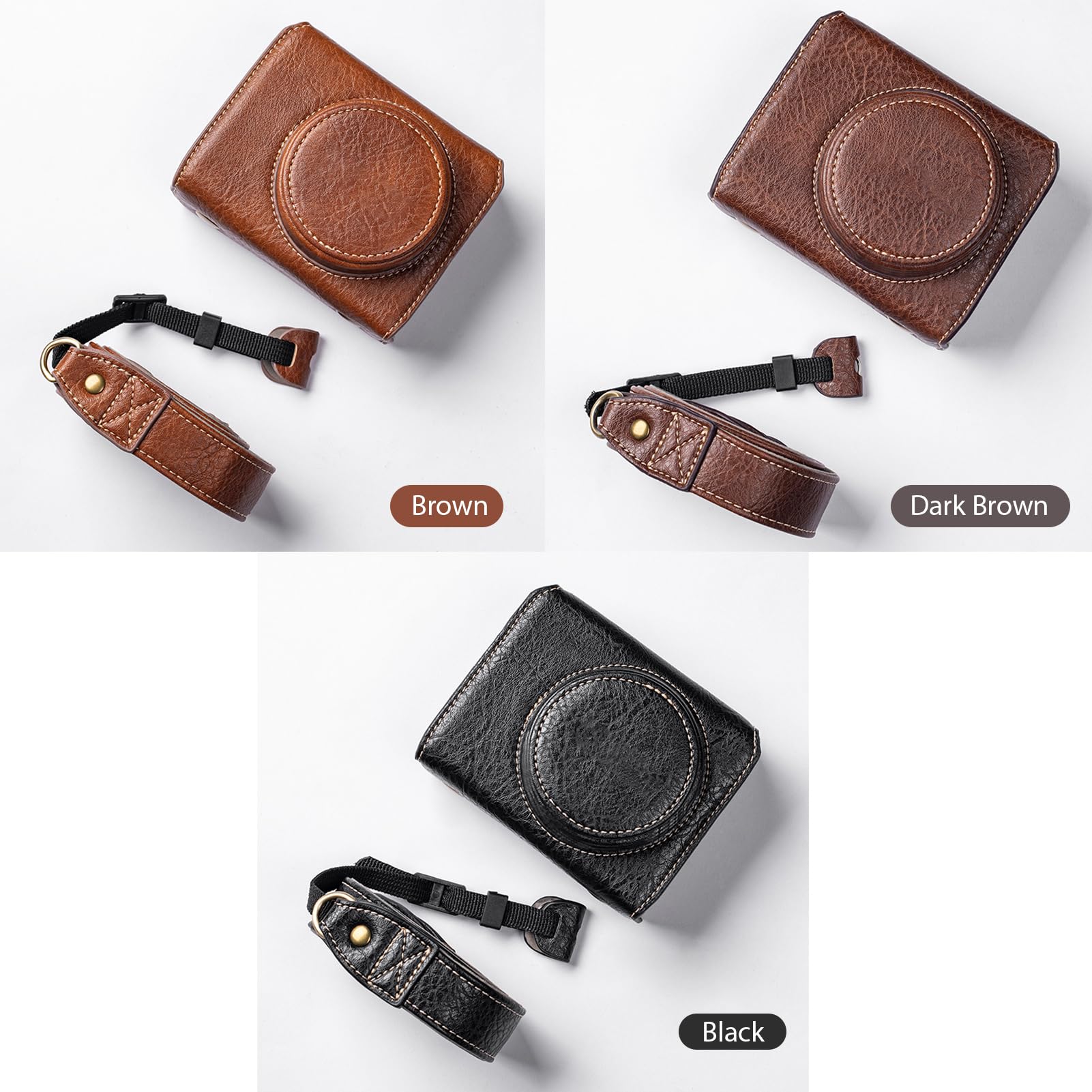 SENECESLI Custodia da Trasporto per Fotocamera G7X3, Borsa Compatta per Fotocamera con Tracolla Regolabile e Staccabile, Borsa per Fotocamera in Pelle PU (BROWN)