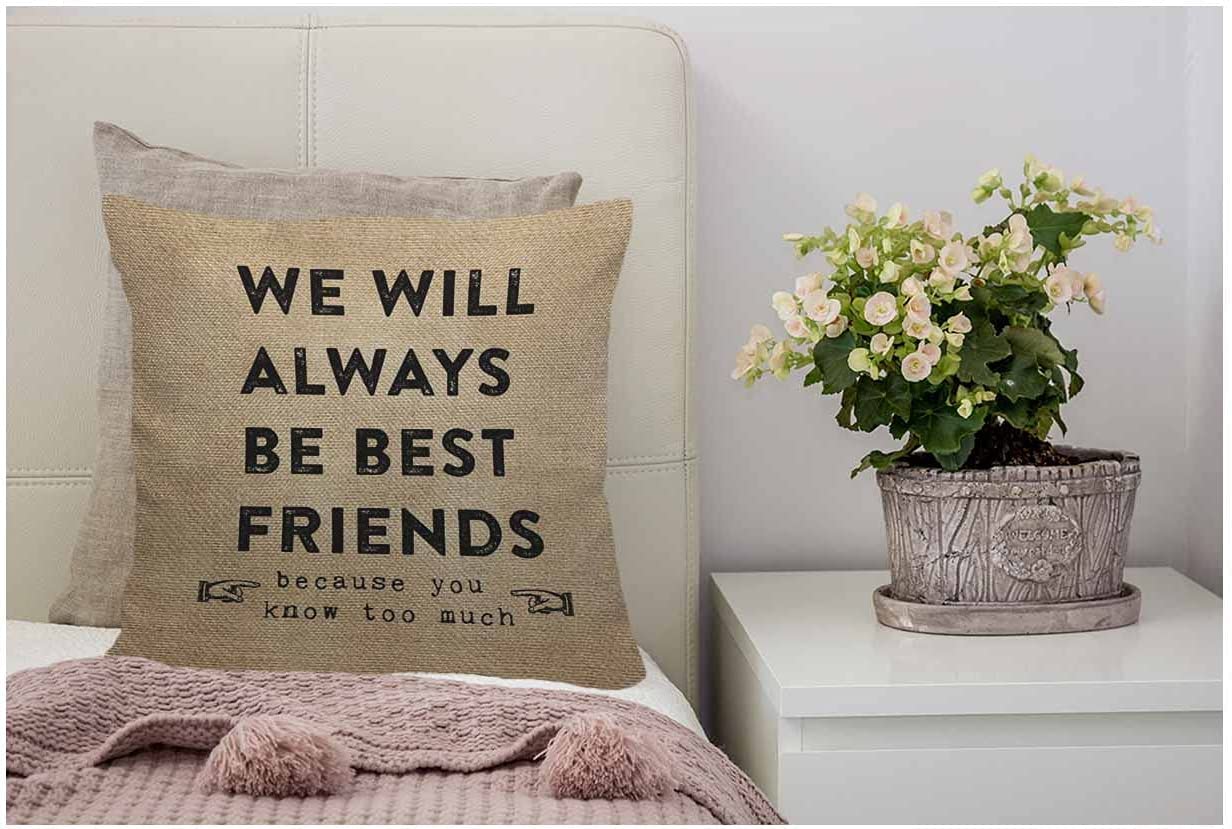 Federa Per Cuscino Quadrata 45x45 Cm In Cotone E Lino Con Scritta 'We Are Best Friends Forever' - 1 Pezzo