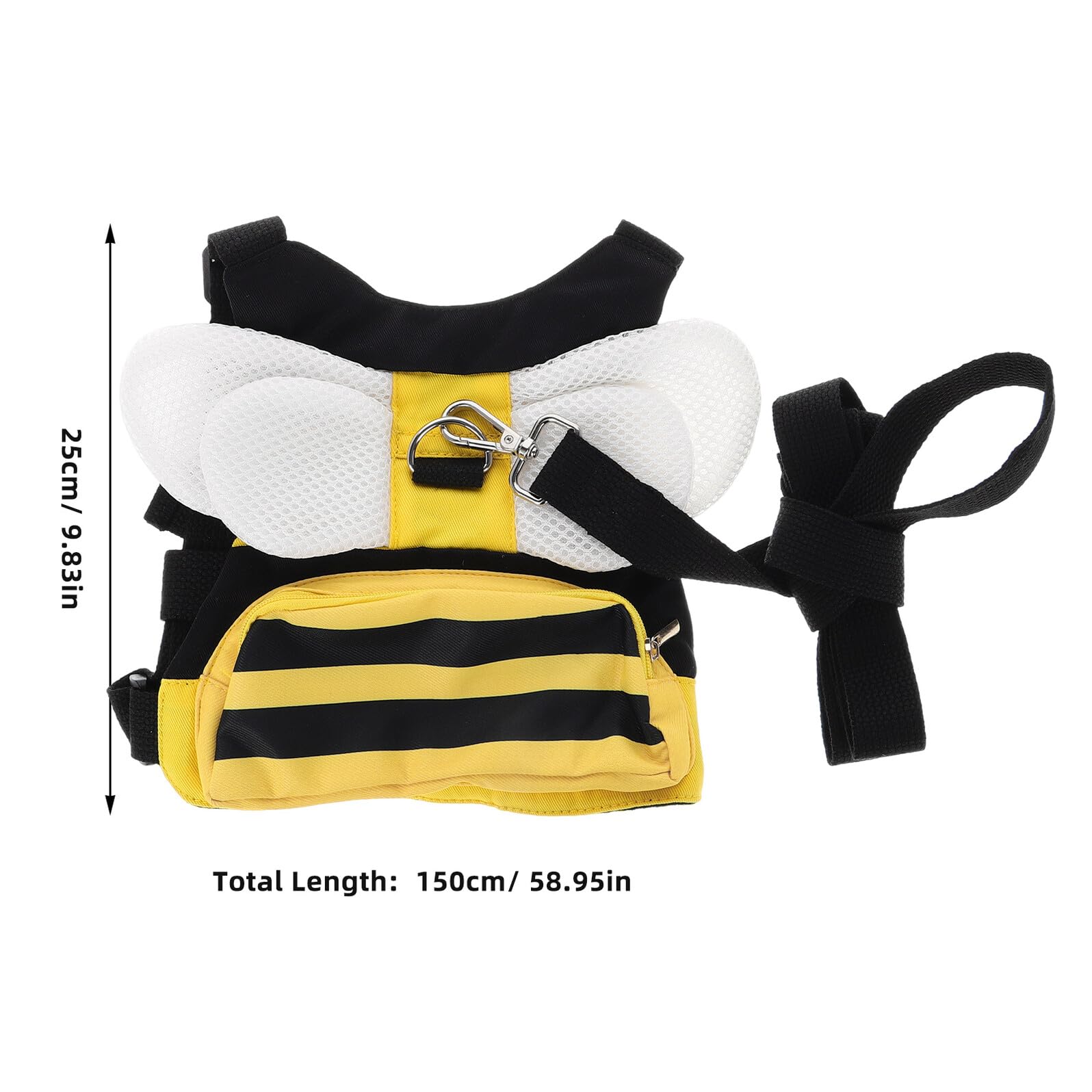 Porte-Épaule Garçon Fille Anti-perte avec Harnais Réglable et Laisse de Sécurité pour Promenade Extérieure Design Abeille Ludique Confortable et Polyvalent