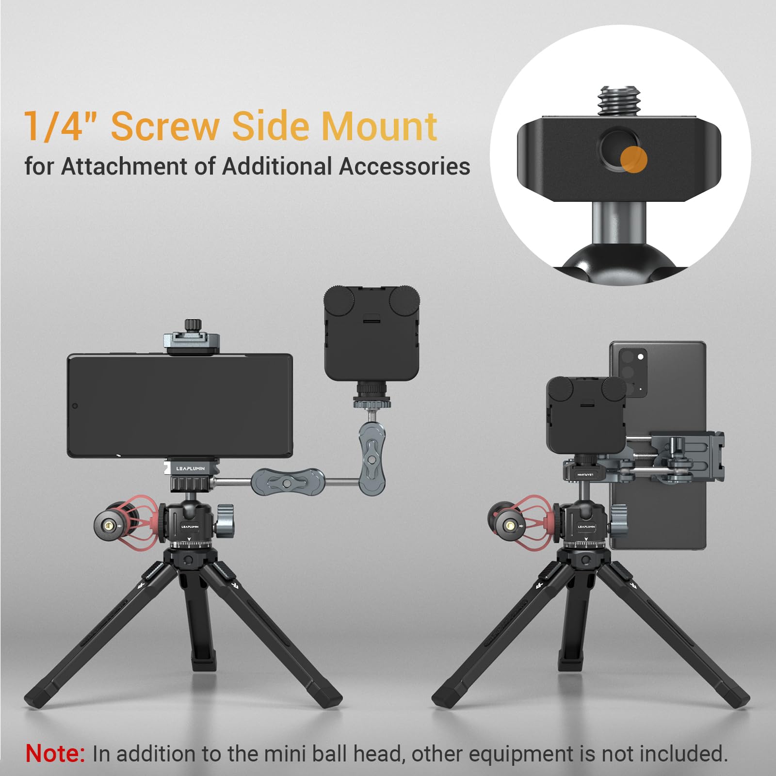 Mini Treppiede 2-in-1 Con Testa A Sfera A 360° E Supporti Slitta Fredda – Attacchi 1/4 E 3/8, Carico Max 3kg, In Alluminio, Per Fotocamera, Smartphone E Monopiede