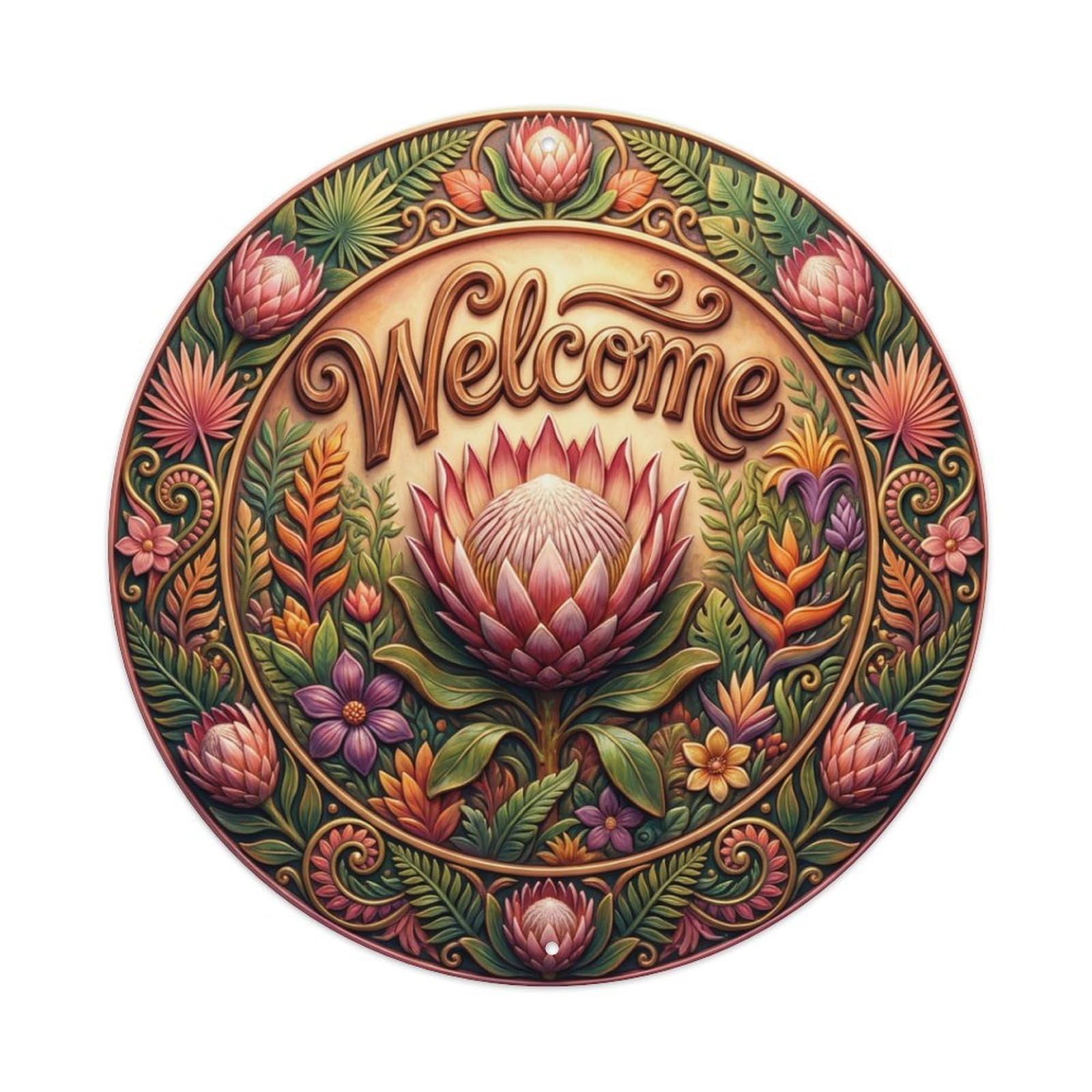 Tgrcjimh Style Metal Tin Sign Protea Flower Welcome Exotic Bloom