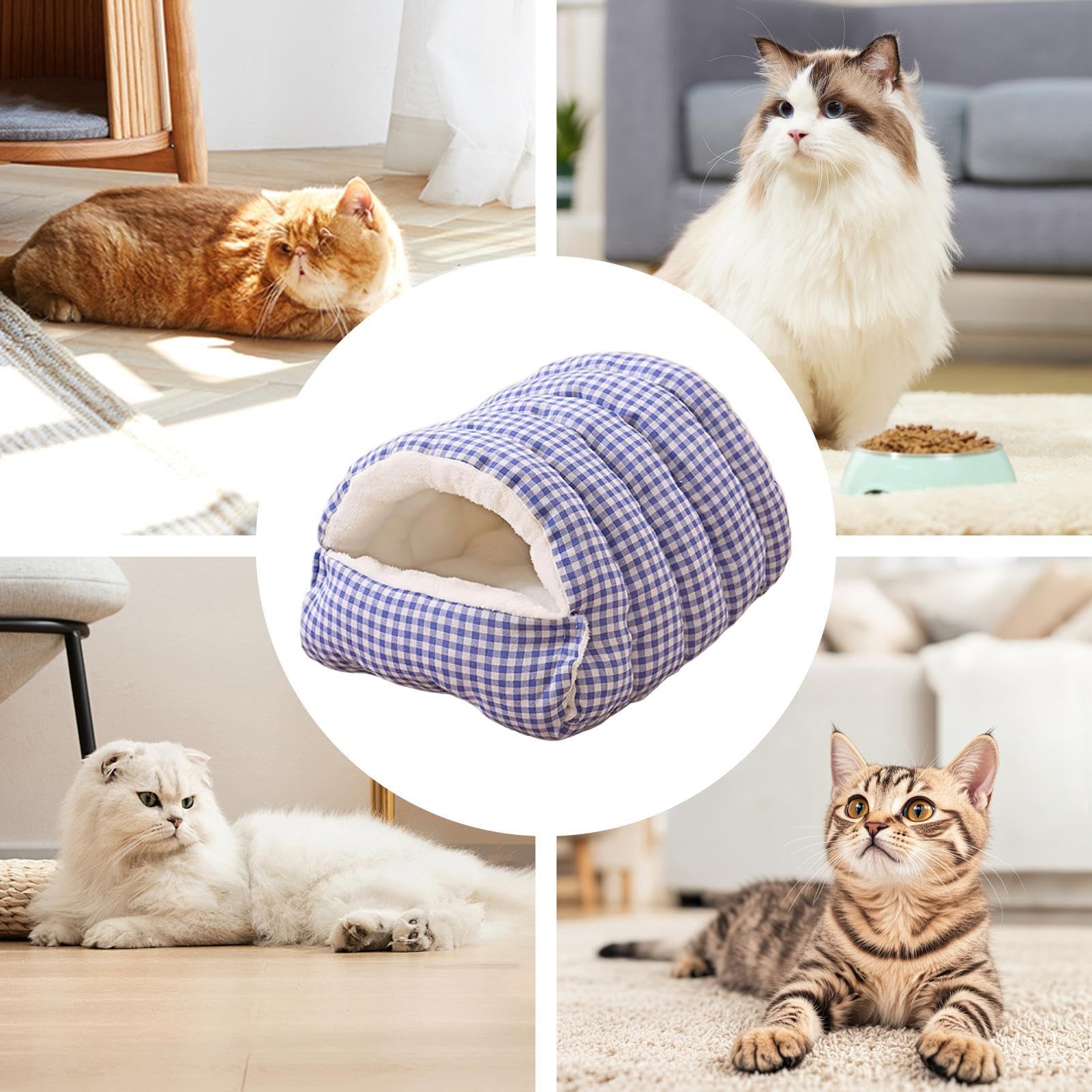 Produktbild von Katzenbett Für Indoor Katze Kleine Hund Warmes Bett Haus Waschbar Welpenzelt Bett Kätzchen Höhle Abnehmbares Kissen Katzenbetten Für Indoor Katzen Waschbar