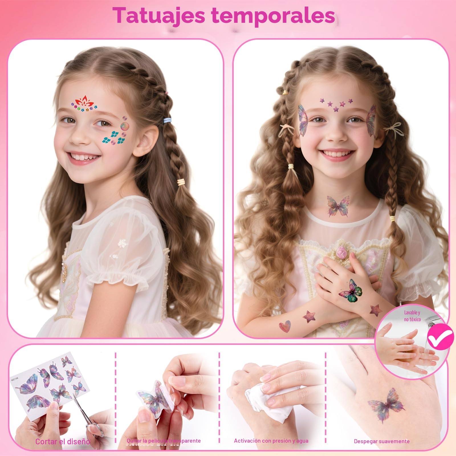 SEMKOTREE Hair Bedazzler Kit, Accesorios Pelo Herramientas de Peinado con 480 Gems y Extensiones, Purpurina Pelo Brillantes para el Pelo Regalo Niña 6 7 8 9 10 Años