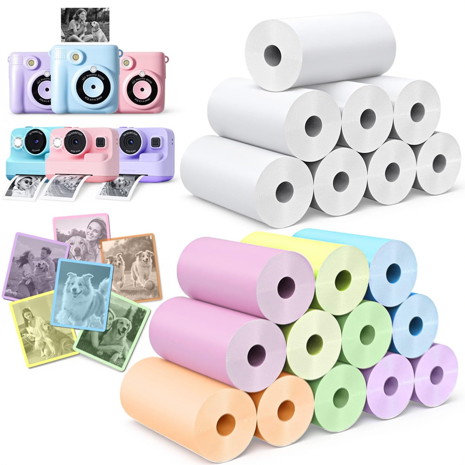 20 Rollen Sofortbildkamera-Nachfüllpapier, HD Kidizoom Druckkamera-Papier, Nachfüllpackung für die meisten Kinder, Sofortbildkamera, BPA-frei (2,5 x 5,7 cm)