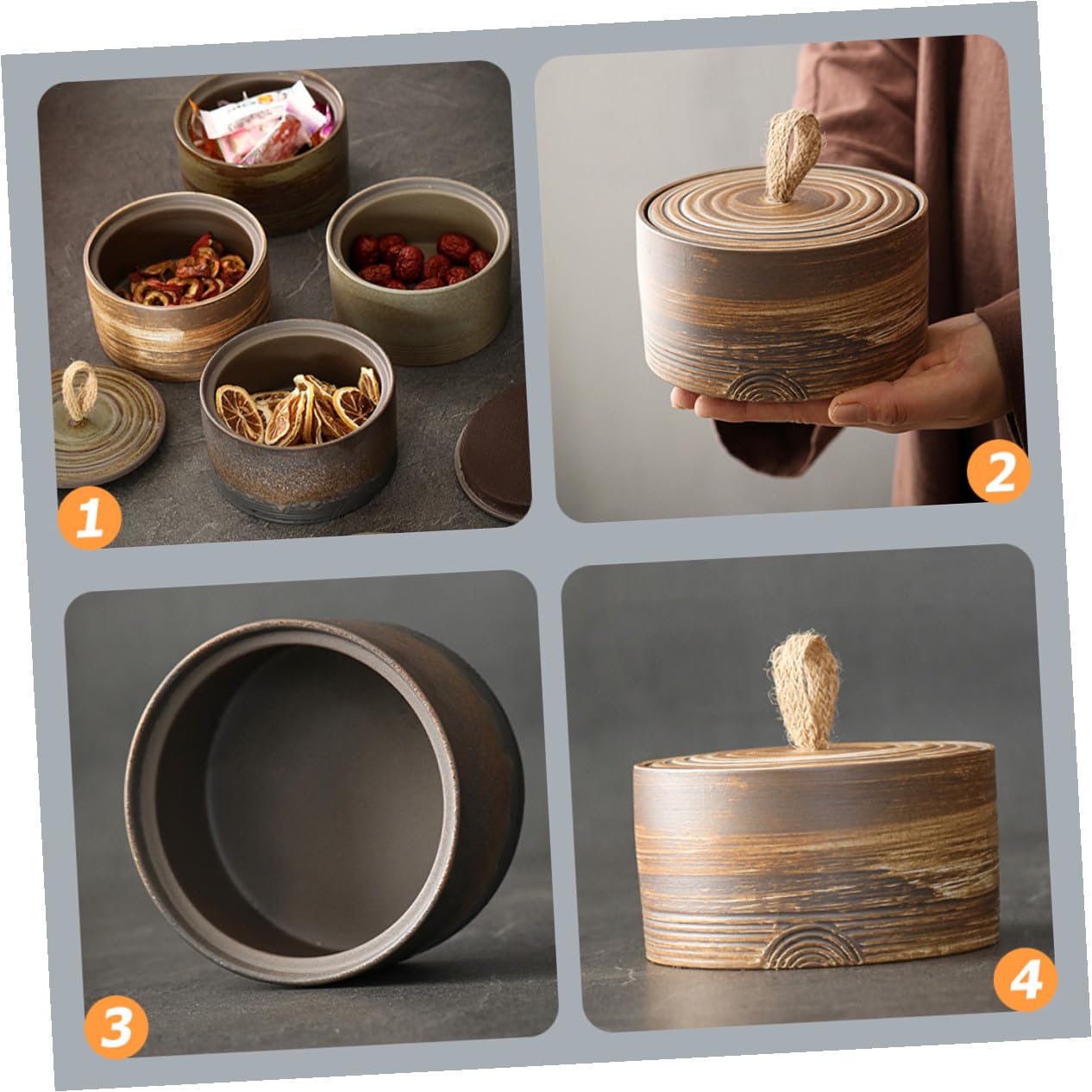 NUOBESTY Lata de Té Cerámica Bote Tapa Depósito Sellado para Té Casero Tarro de Almacenamiento para Cocina