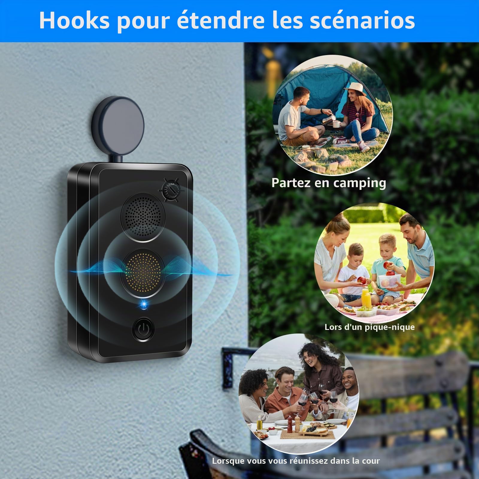 Lot de 2 répulsifs à ultrasons pour grenier, fonctionne avec des piles pour intérieur et extérieur, dispositif dissuasif réglable pour garder les chauves-souris à distance, respectueux des humains et