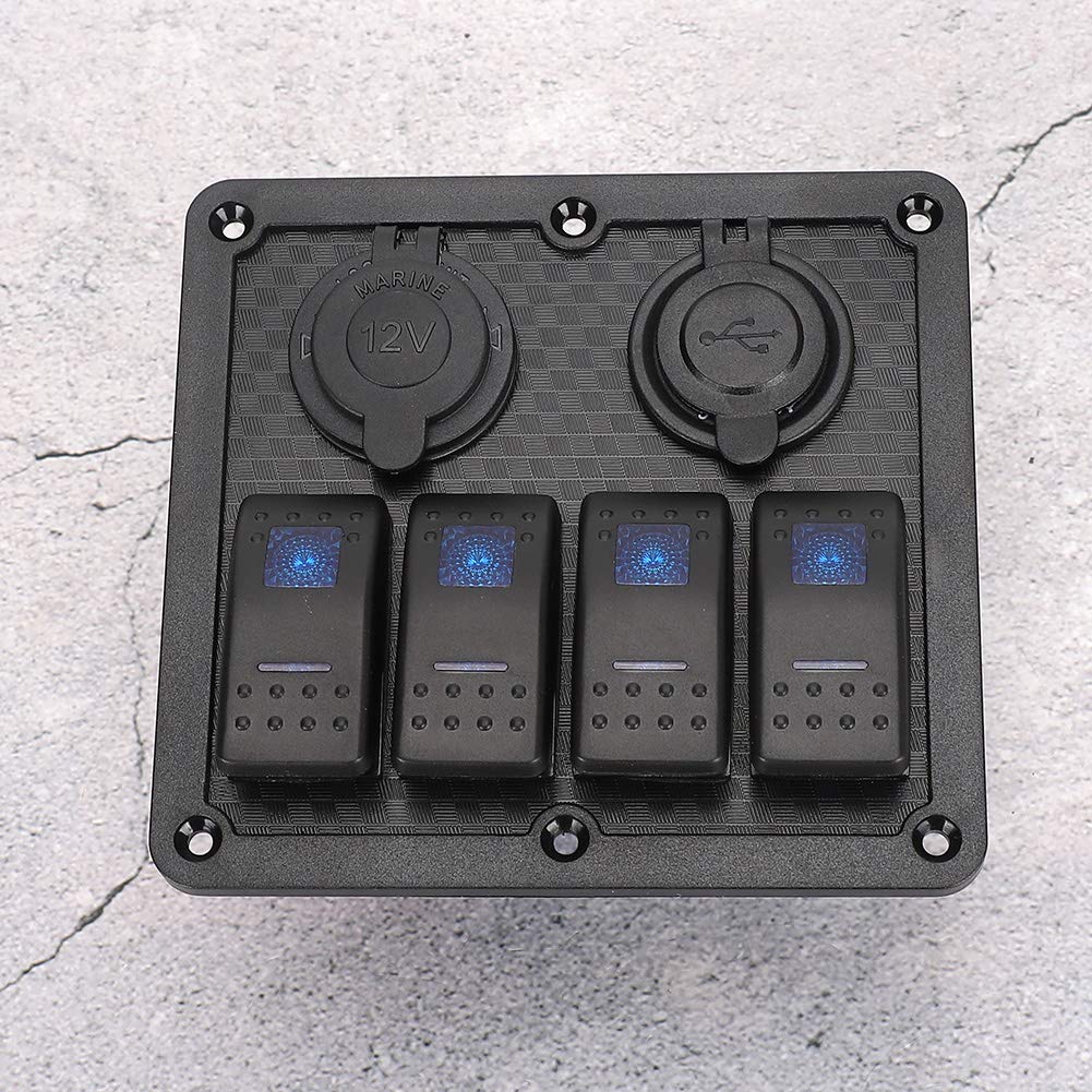 Pannello Interruttori a Bilanciere Impermeabile a 4 Bande con Presa Porte USB IP65 Ed Accessorio per Barca per Uso Nautico per Auto