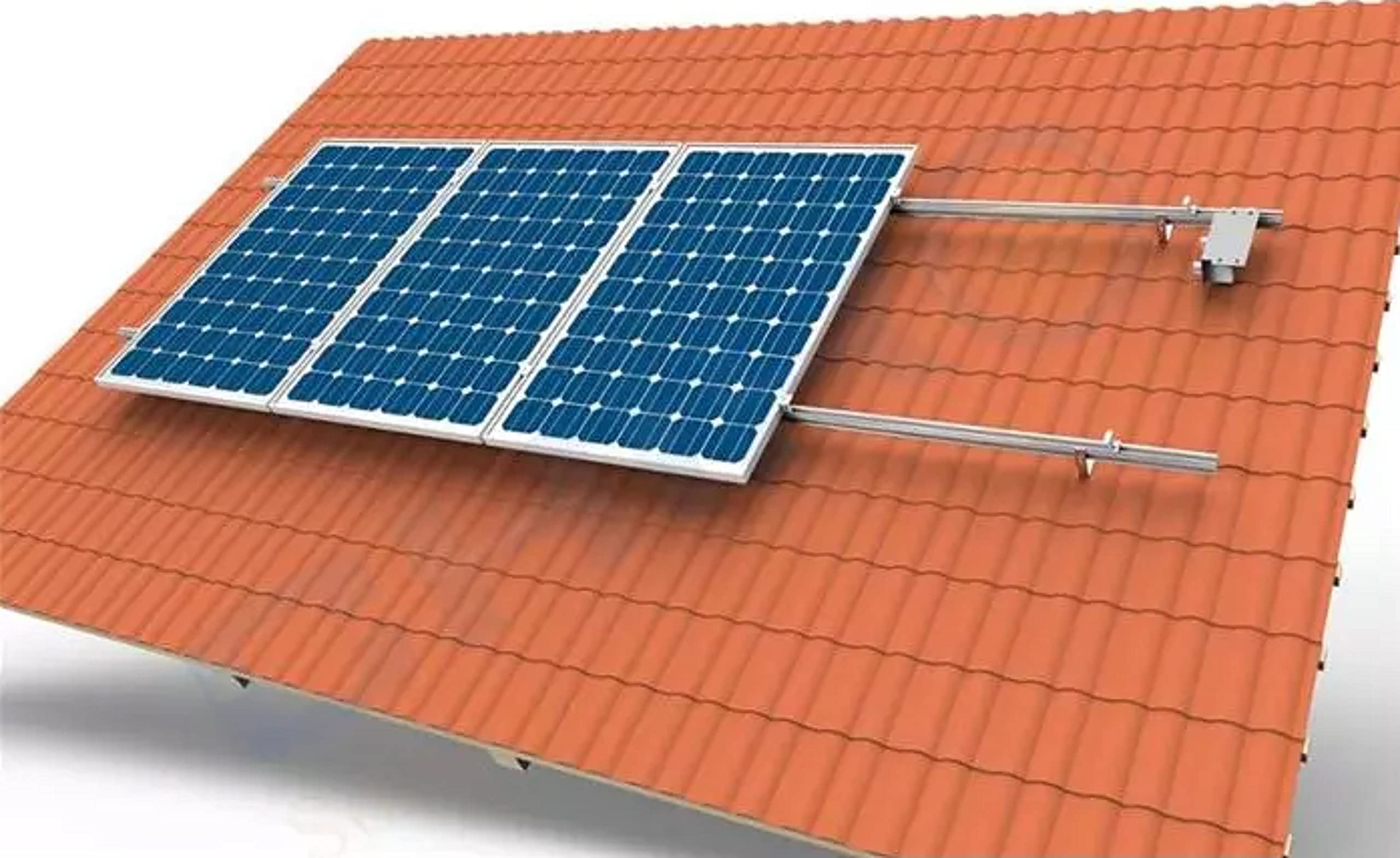 Trango ST-0007/2 - PV-Anlage Montage Set für 2x Solarmodul - bis 120cm Breite - Balkonkraftwerk auf Ziegeldach, Schrägdach, Flachdach - Dachhalterung, Dachmontage
