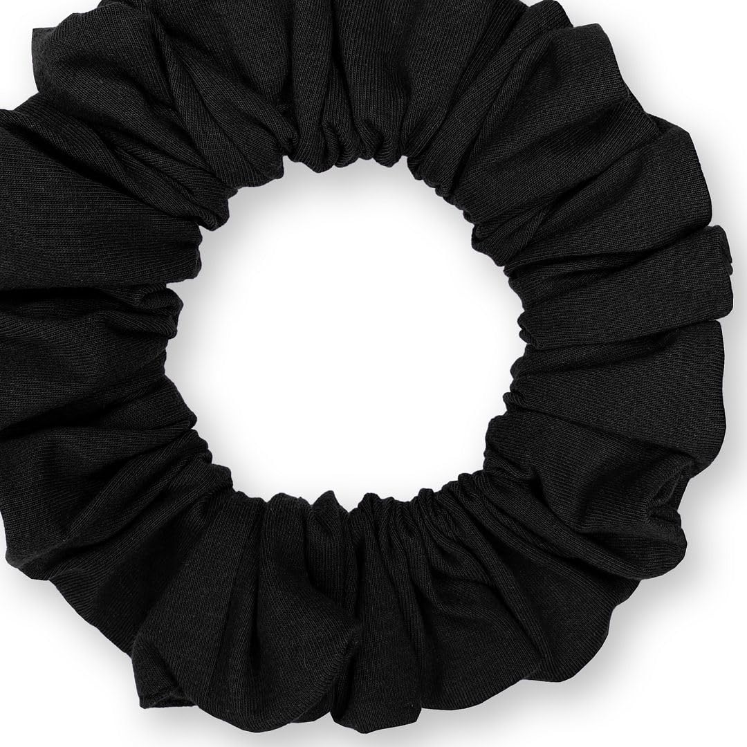 Cotton Scrunchies Jumbo Size Soft T-Shirt Knit Ponytail Holders Oversized Made in the USA Black