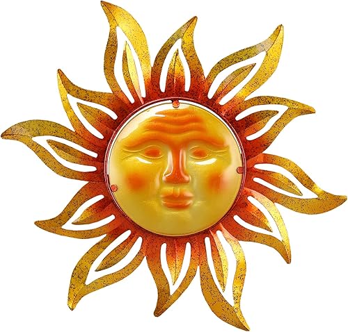 Decoración de pared de metal para exteriores, grande, de 19 pulgadas, para colgar en interiores y exteriores, patio, jardín, valla, terraza,