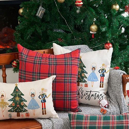 Miniatura 3 de Juego de 2 fundas de almohada de 18 x 18 pulgadas, diseño de cascanueces de Navidad, decoración navideña de invierno, vacaciones, decoración para
