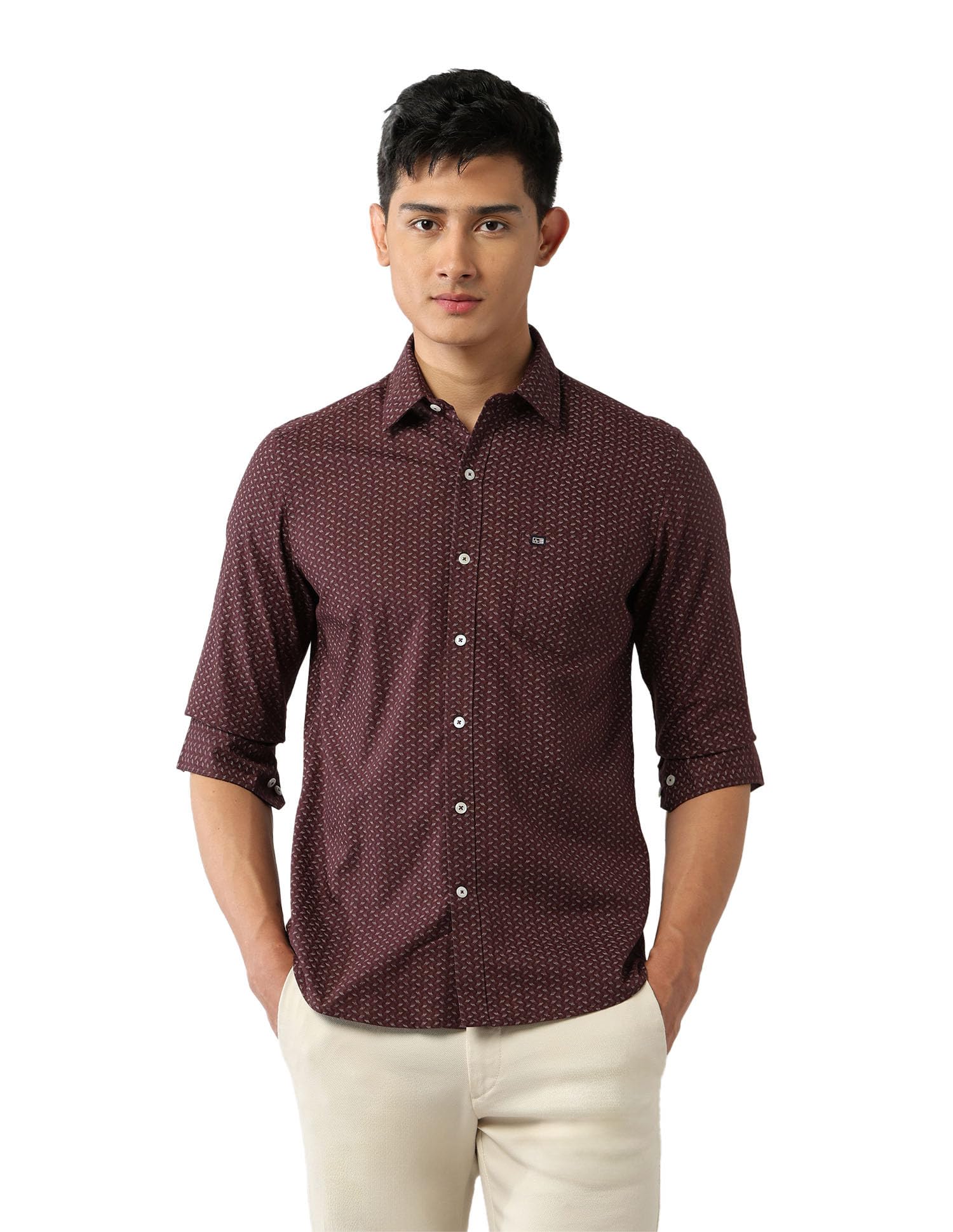 Men's Geometric Printed Slim Fit Shirt-image-2