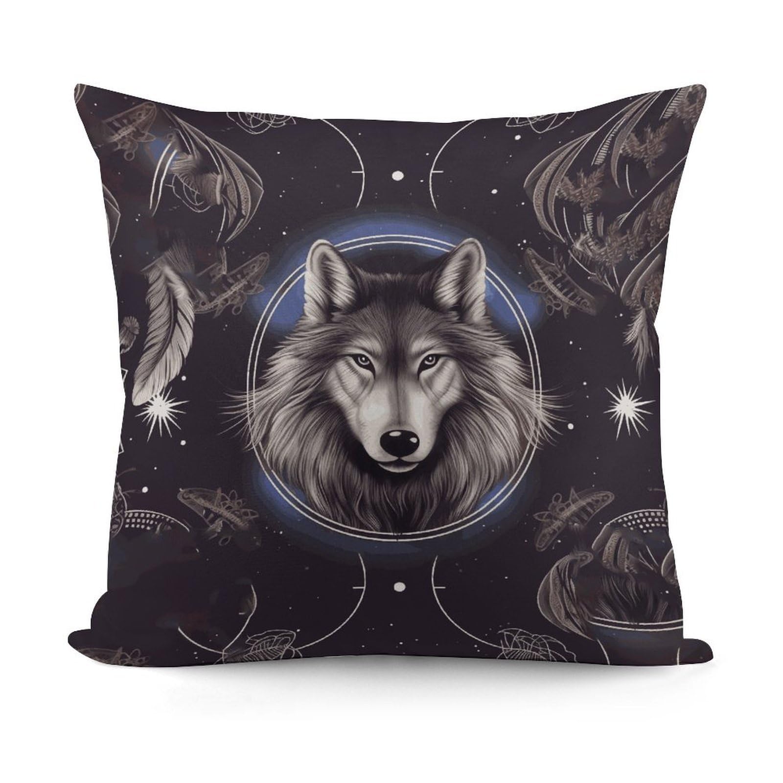VstaDank Wolves and Dream Catchers Throw Pillow Covers 18x18 Inch Soft Couch Home Decor Cushion Cover Comfortable Plush Square Cushion Case Farmhouse Decorative Pillowcase for Living Couch