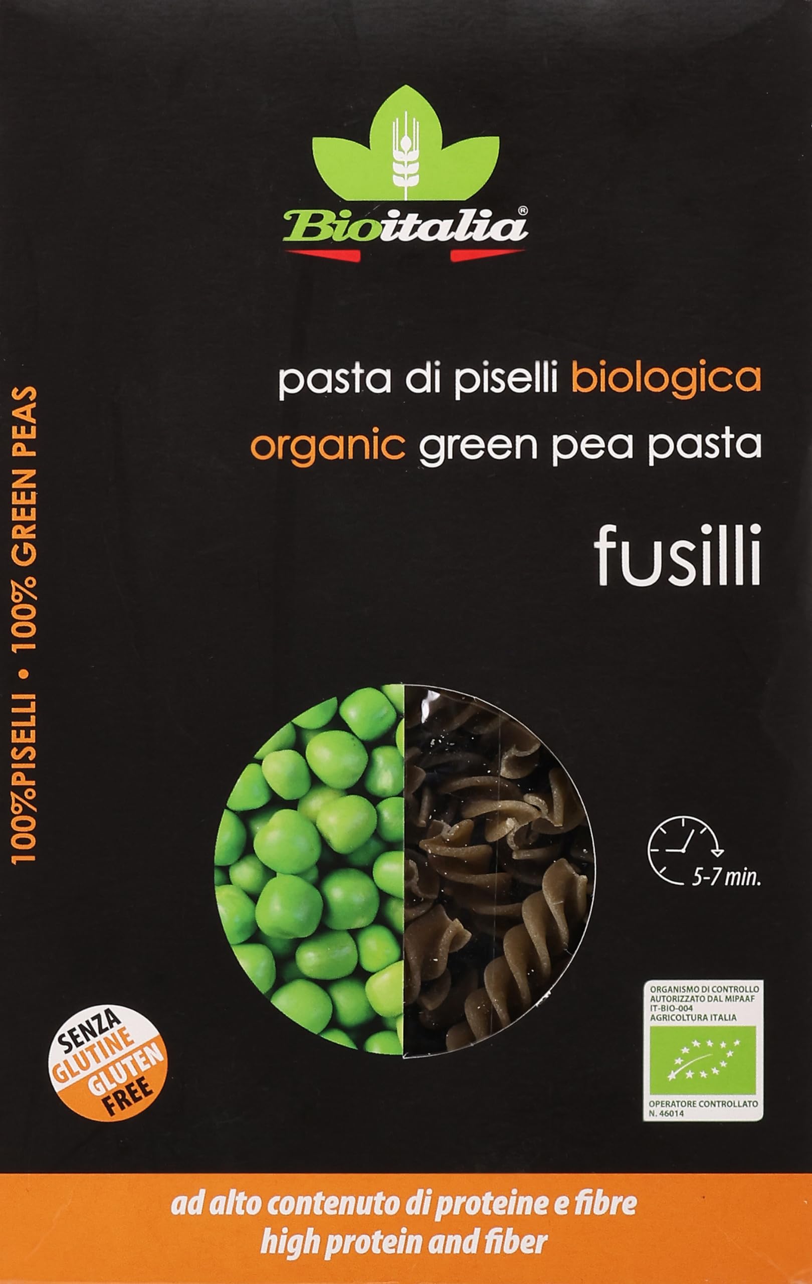 QualityFood Bioitalia Organic Green Pea Fusilli Pasta 250g