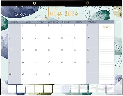 Calendario de escritorio grande 2024-2025 22 x 17 pulgadas, calendario de papel de 18 meses desde enero de 2024 hasta junio de 2025, con fondo de