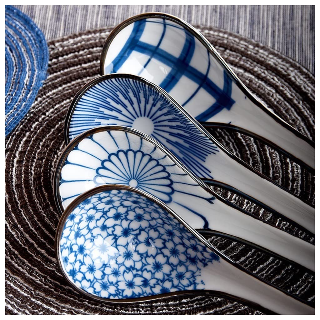 Ensemble de cuillères en céramique pour la Cuisine et la Maison, 5 pièces, cuillère à Soupe, cuillère à Riz, cuillère à Long Manche, cuillère à Soupe pour Les pâtes et Les Boissons