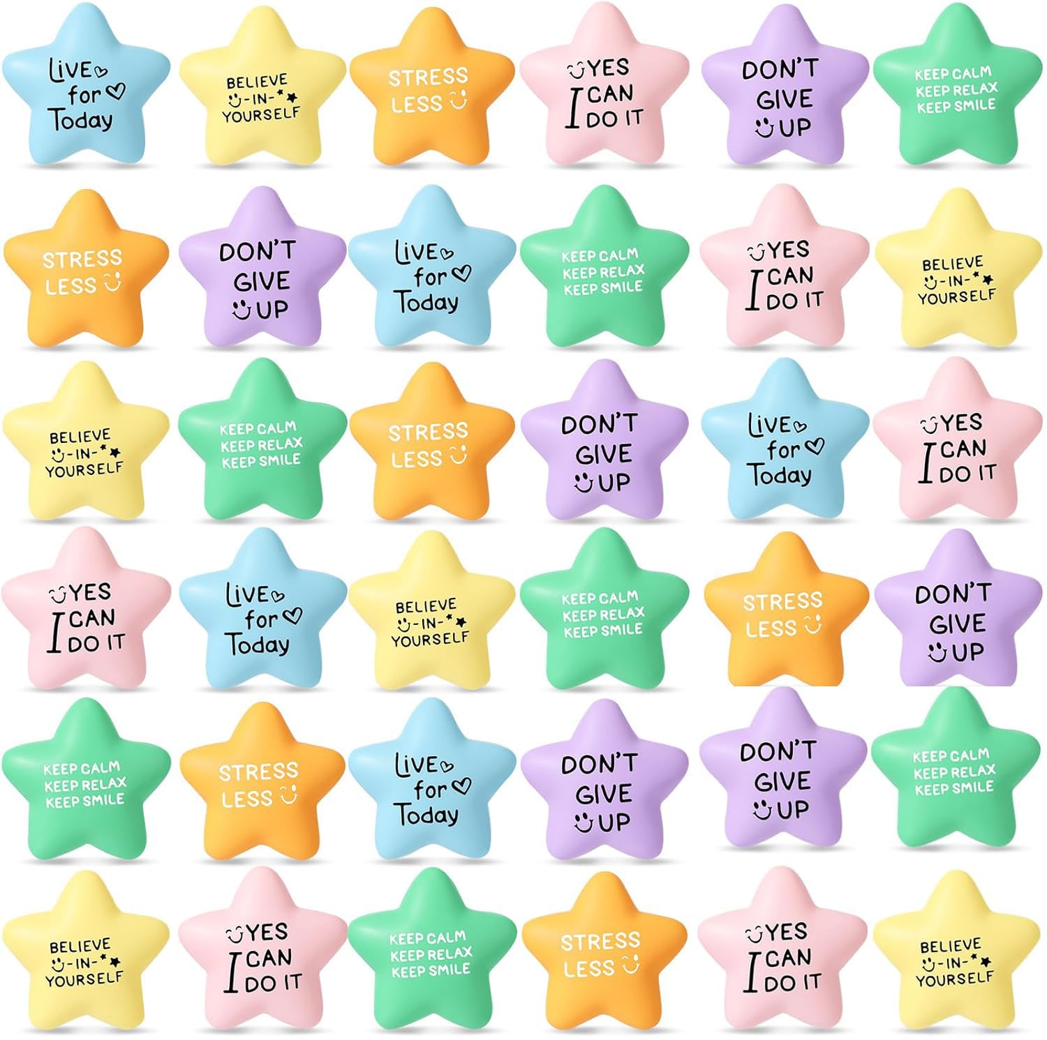 60 Stück Stern Stressbälle Bulk,Motivierende Stressbälle Wertschätzung Stern Stress Schaumstoffbälle Mitarbeiter Wertschätzung Geschenk für Kollegen,Lehrer,Freiwillige 8 Styles